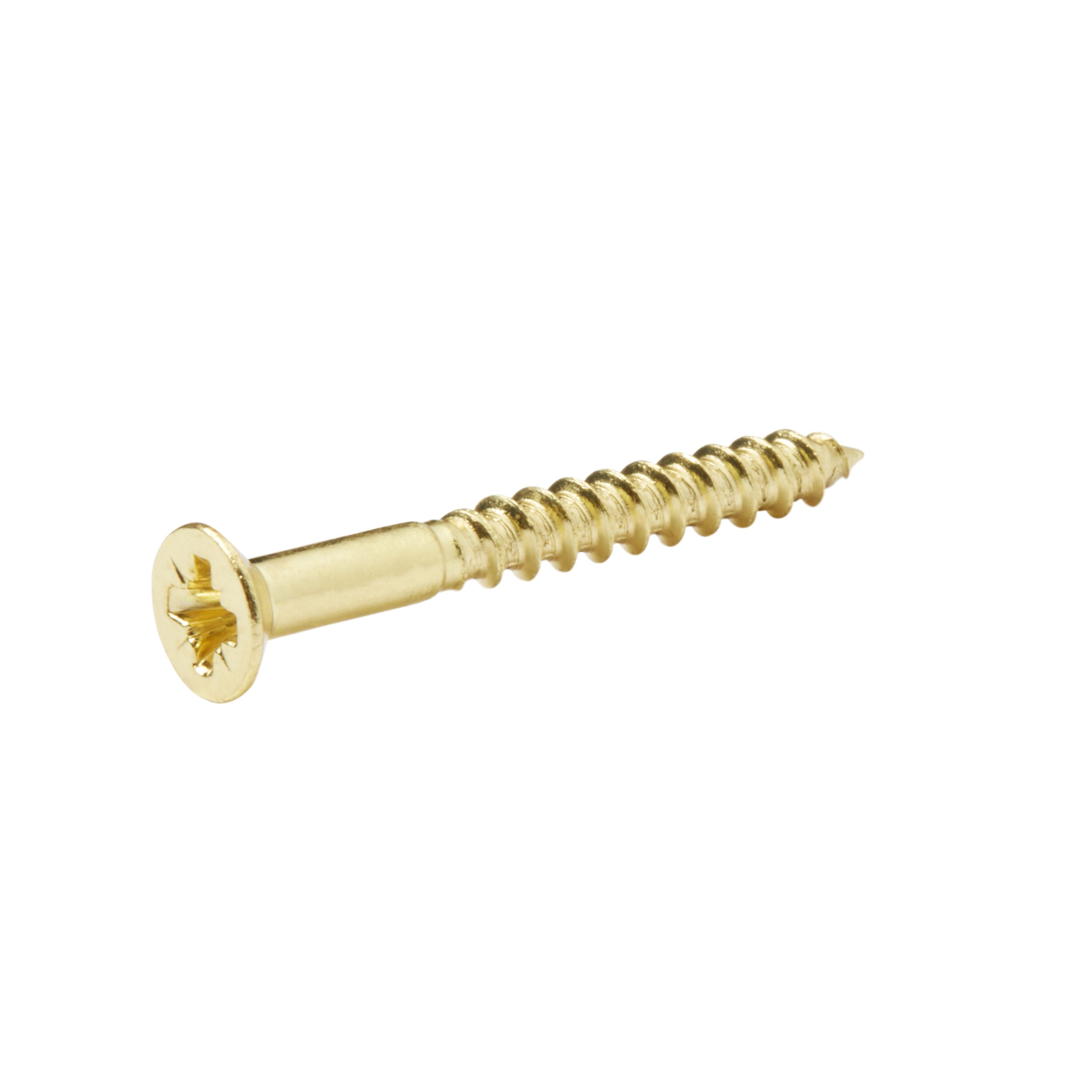 Diall Pozidriv Countersunk Brass Wood screw (Dia)3.5mm (L)30mm, Pack of 25