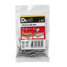 Diall Pozidriv Pan head Stainless steel Screw (Dia)4.2mm (L)19mm, Pack of 25