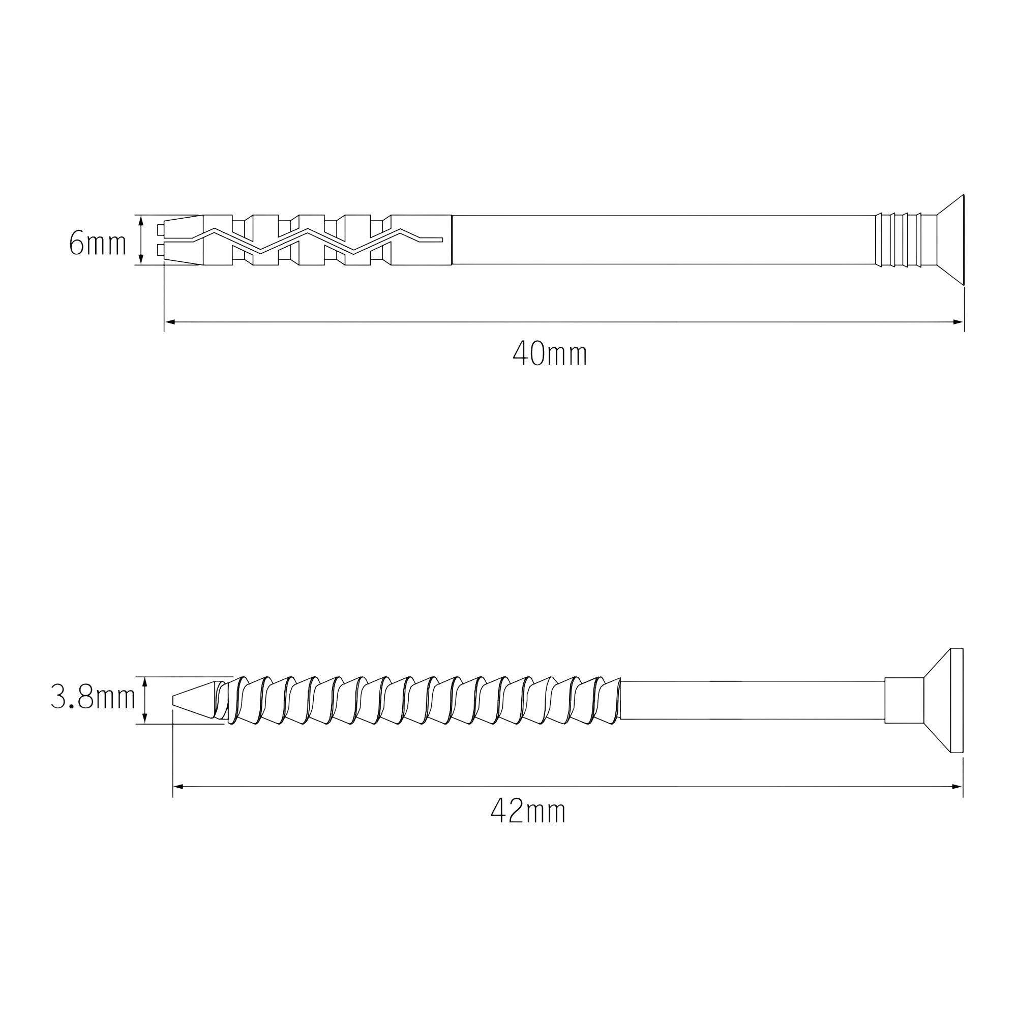 Diall PZ Countersunk Hammer fixing (Dia)6mm (L)40mm, Pack of 50