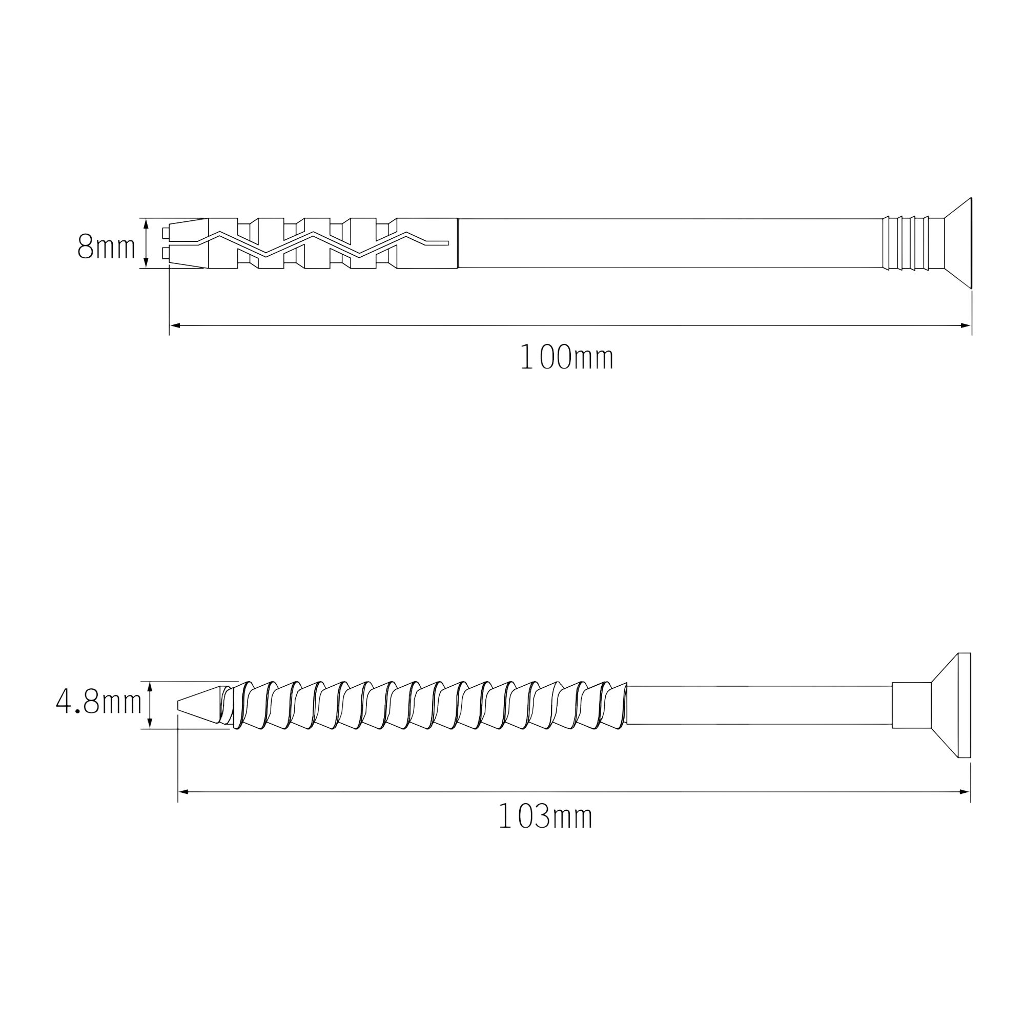 Diall PZ Countersunk Hammer fixing (Dia)8mm (L)100mm, Pack of 10