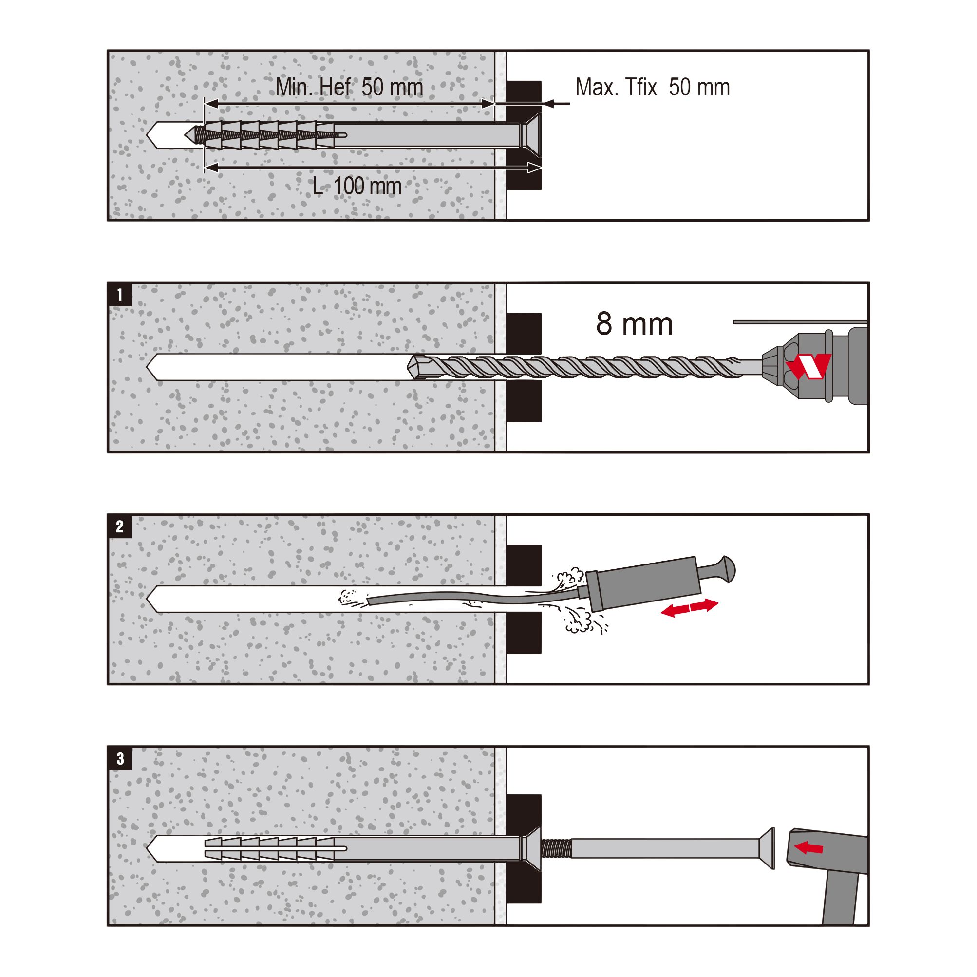 Diall PZ Countersunk Hammer fixing (Dia)8mm (L)100mm, Pack of 10