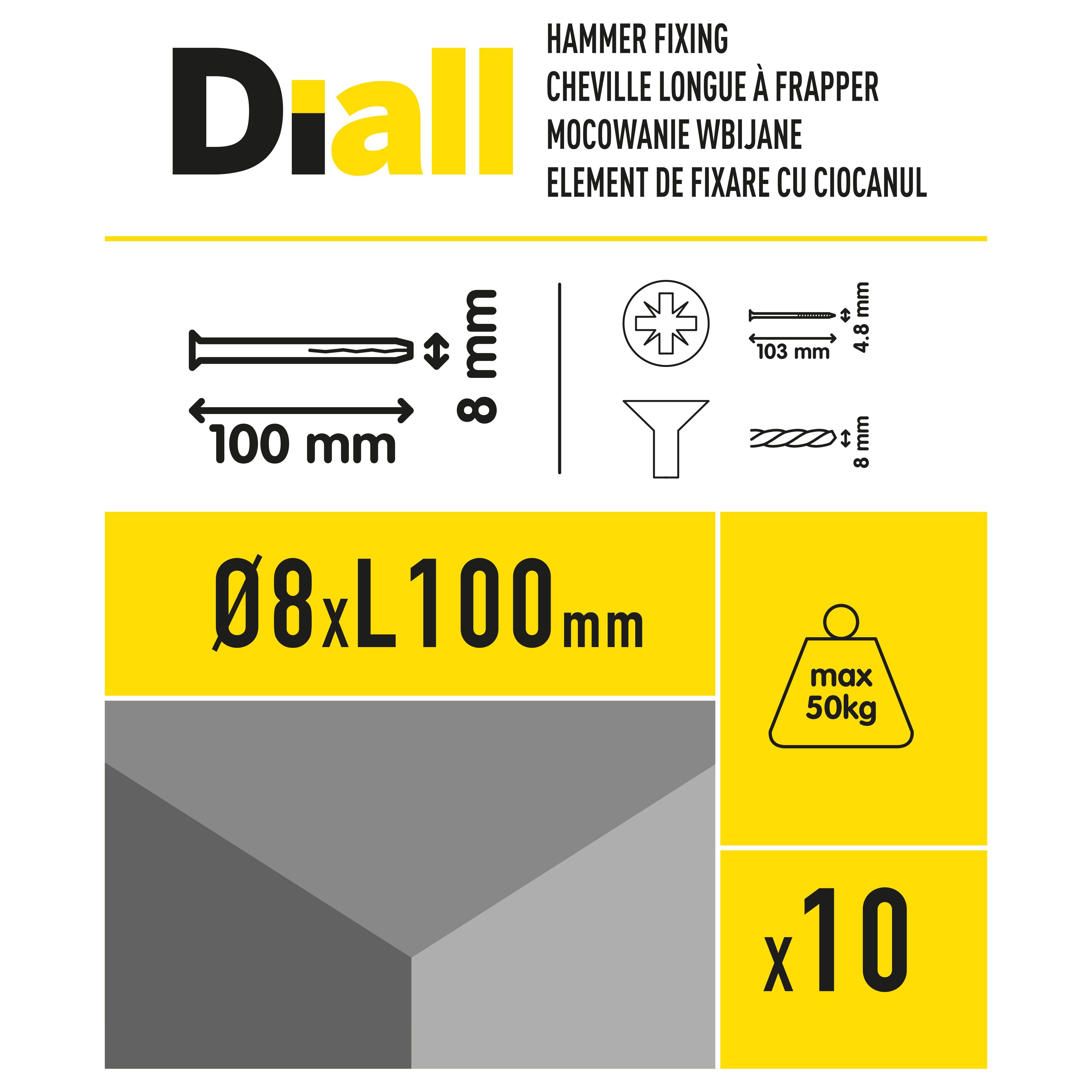 Diall PZ Countersunk Hammer fixing (Dia)8mm (L)100mm, Pack of 10