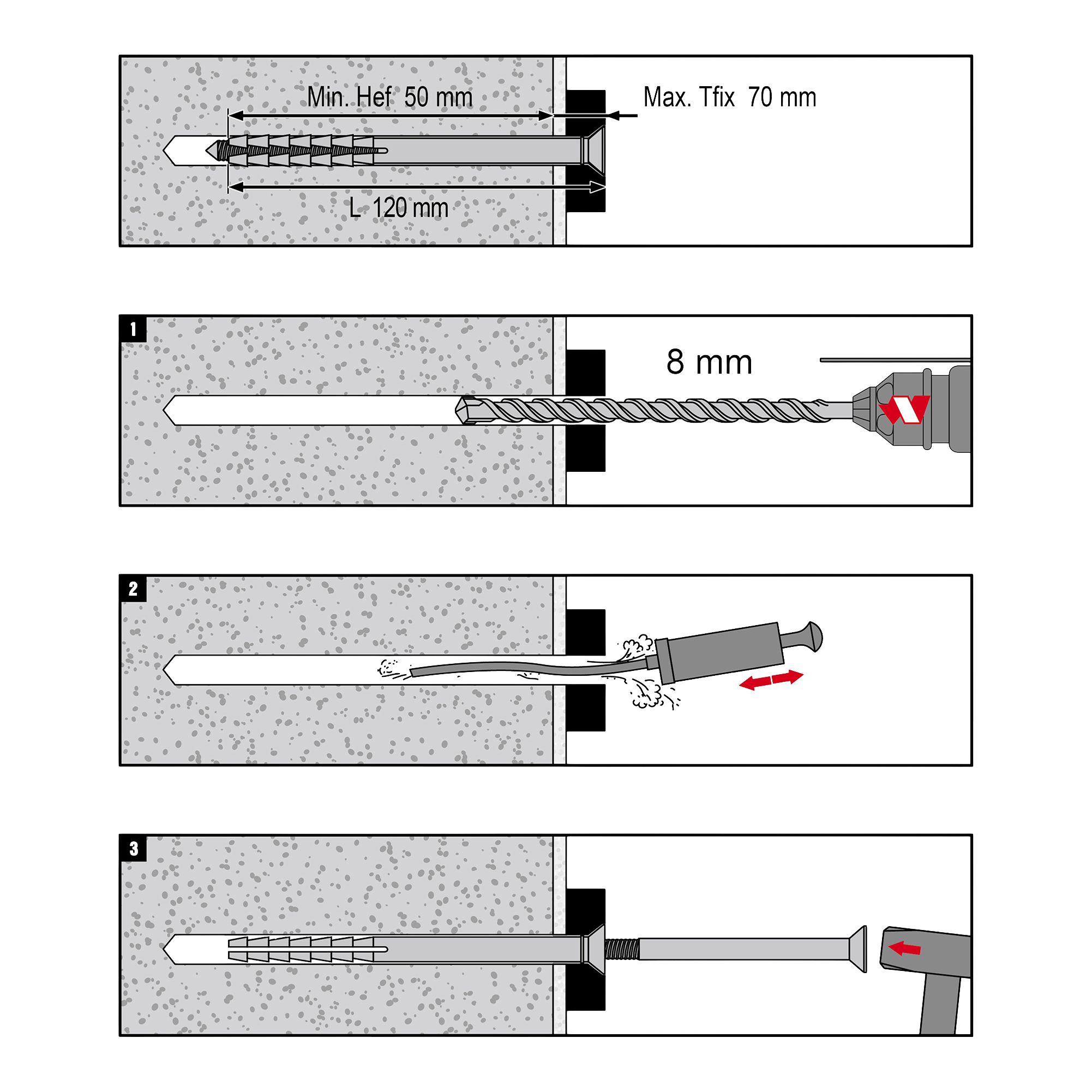 Diall PZ Countersunk Hammer fixing (Dia)8mm (L)120mm, Pack of 10