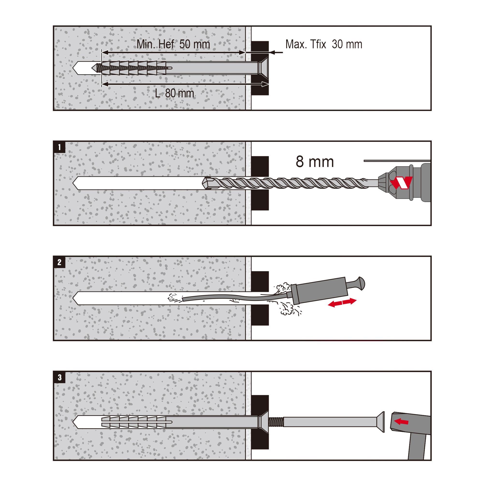 Diall PZ Countersunk Hammer fixing (Dia)8mm (L)80mm, Pack of 50