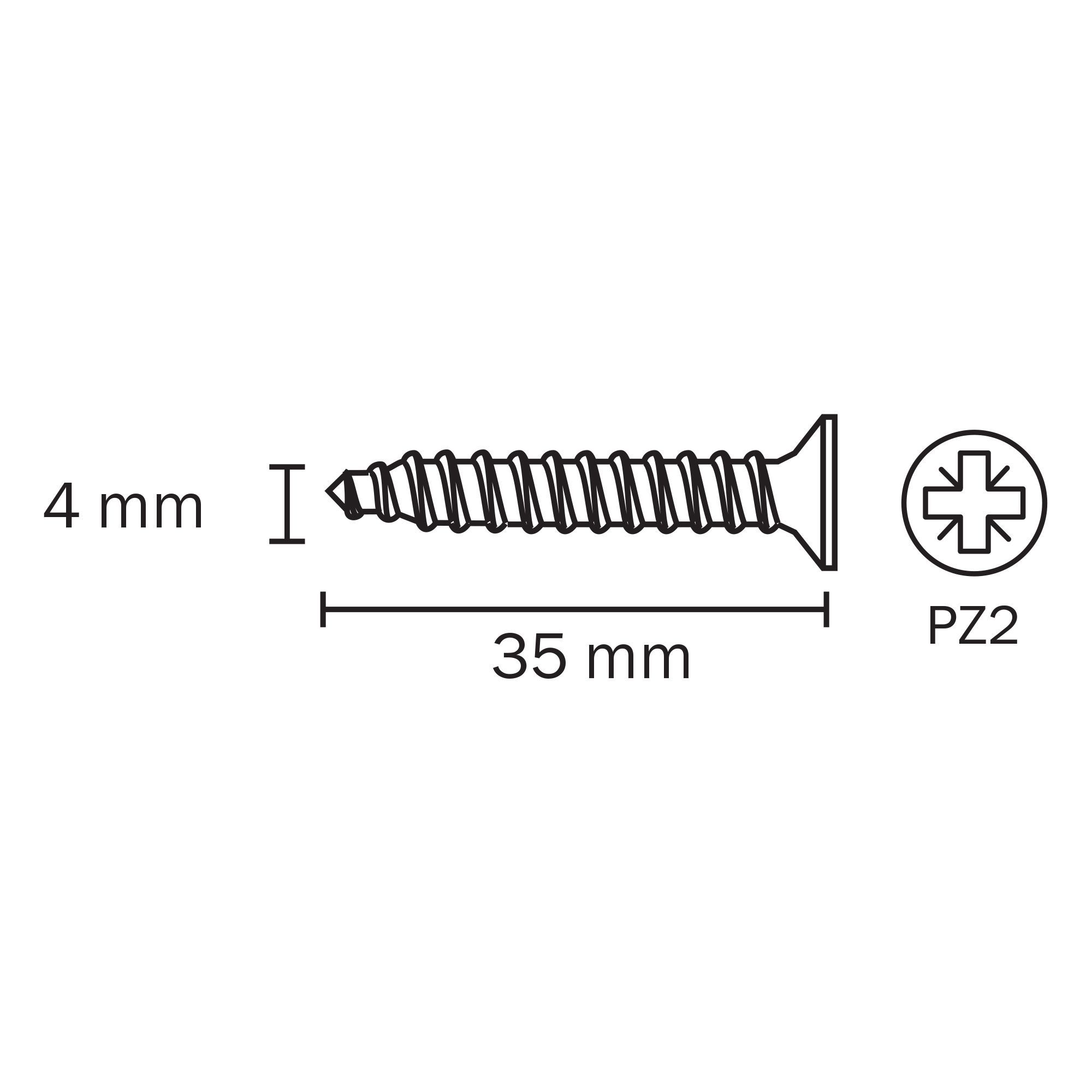 Diall PZ Countersunk Steel Mirror screw (Dia)4mm (L)35mm, Pack of 4