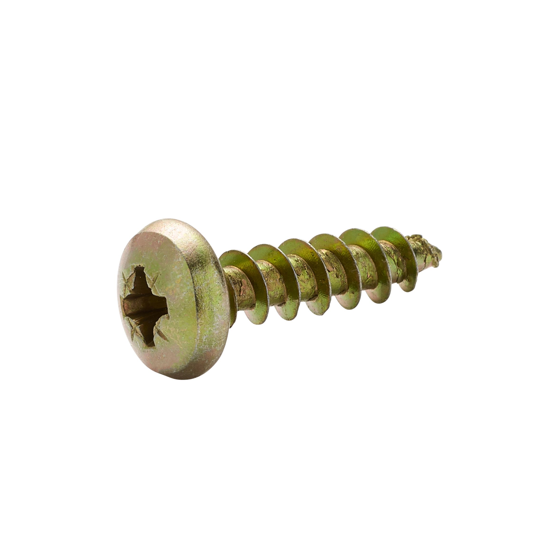 Diall PZ Pan head Yellow-passivated Steel Wood screw (Dia)5mm (L)20mm, Pack of 100
