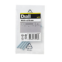 Diall Raised-countersunk Zinc-plated Carbon steel Switch box screw (Dia)3.5mm (L)75mm, Pack of 4