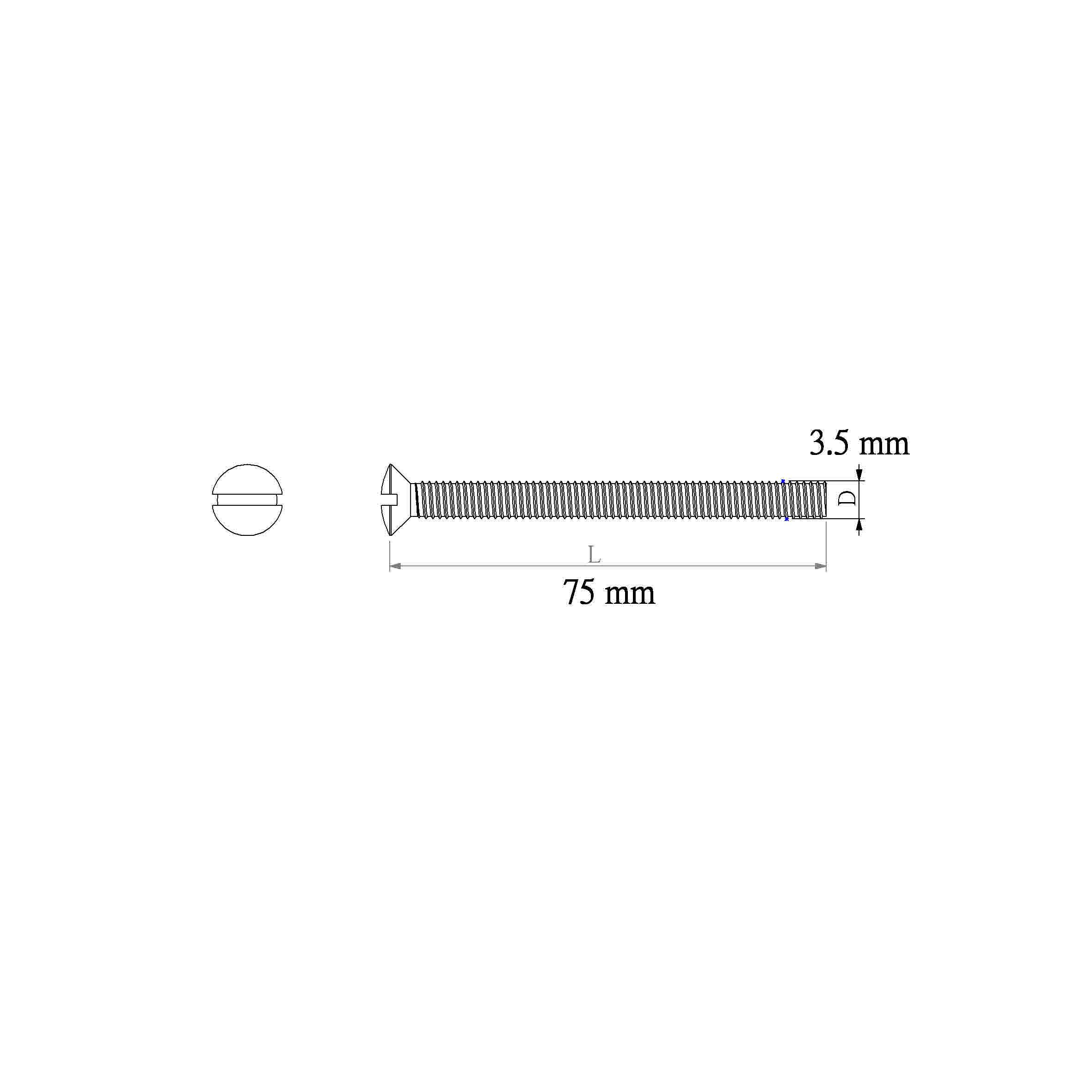 Diall Raised-countersunk Zinc-plated Carbon steel Switch box screw (Dia)3.5mm (L)75mm, Pack of 4