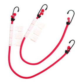 Diall Red Bungee cord with hooks (L)0.6m, Pack of 2