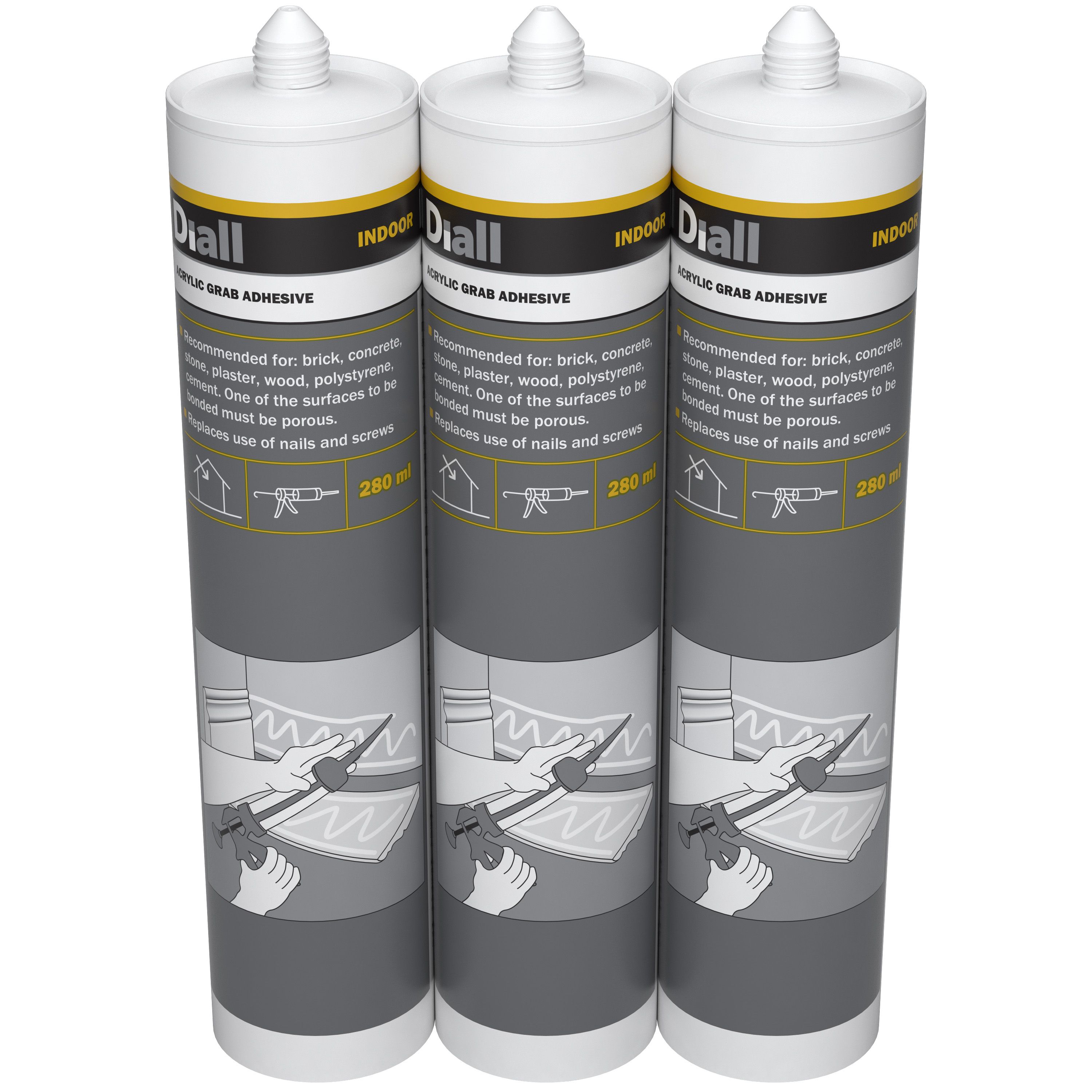 Diall Solventfree Acrylicbased White Multipurpose Grab adhesive