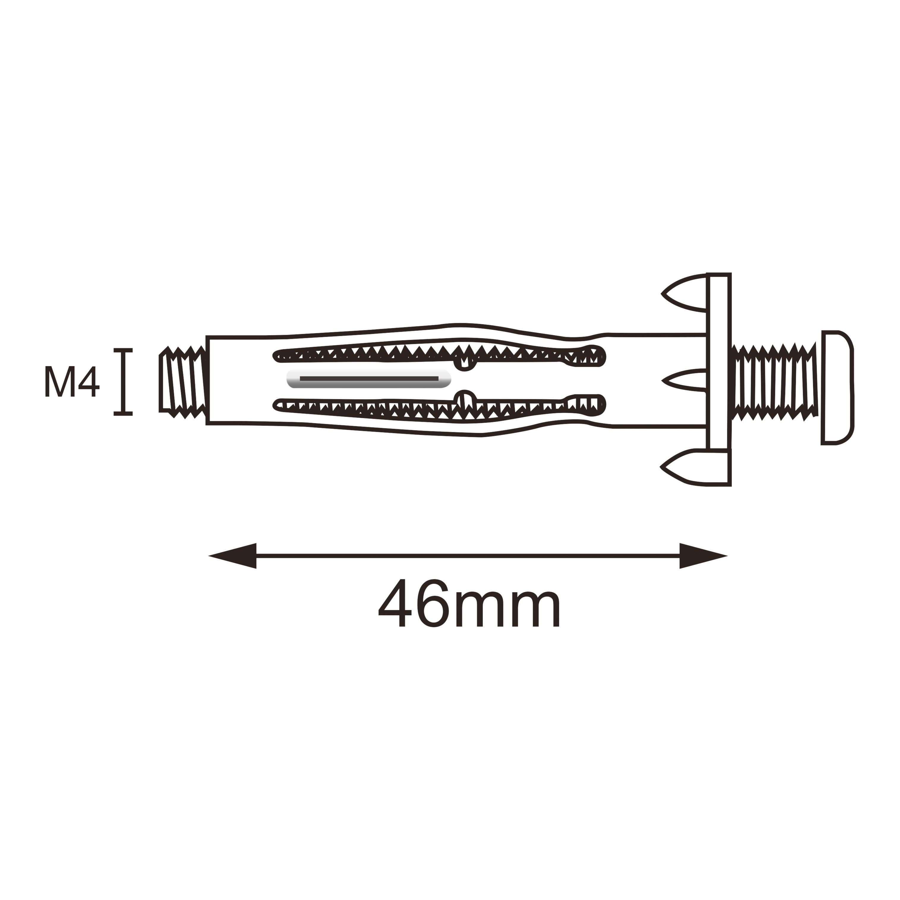 Diall Steel Button Hollow wall anchor M4 (L)46mm, Pack of 25