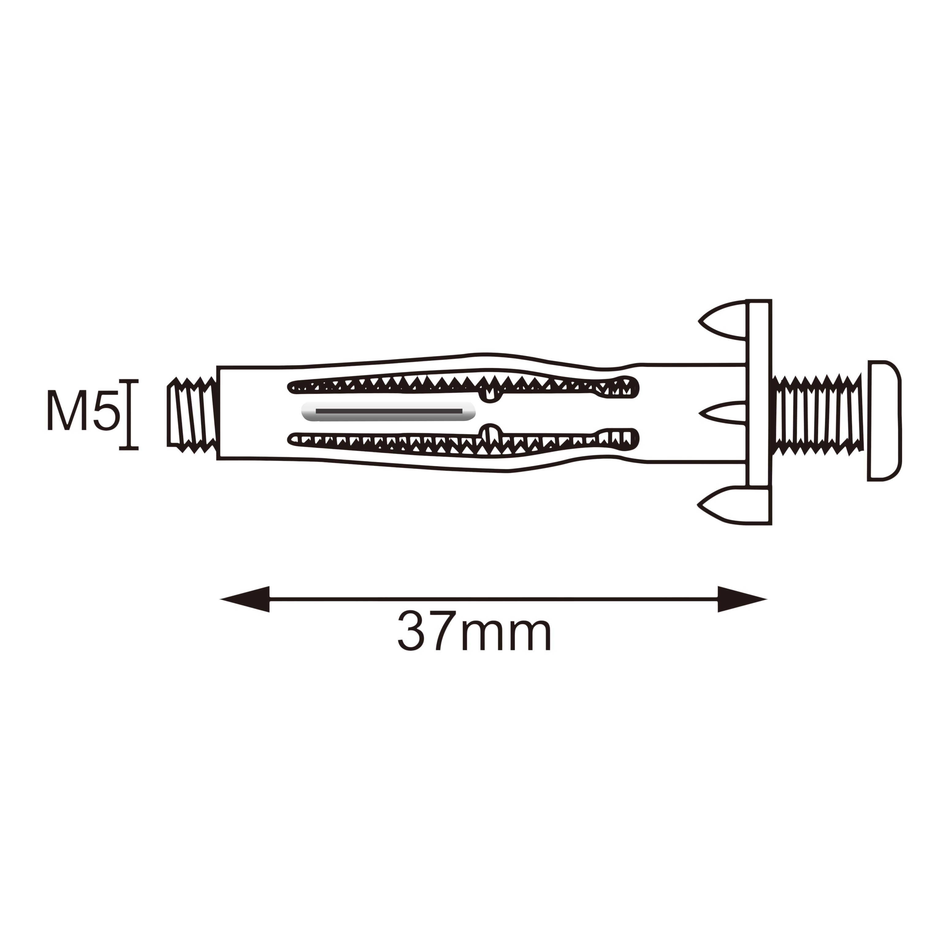Diall Steel Button Hollow wall anchor M5 (L)37mm, Pack of 50