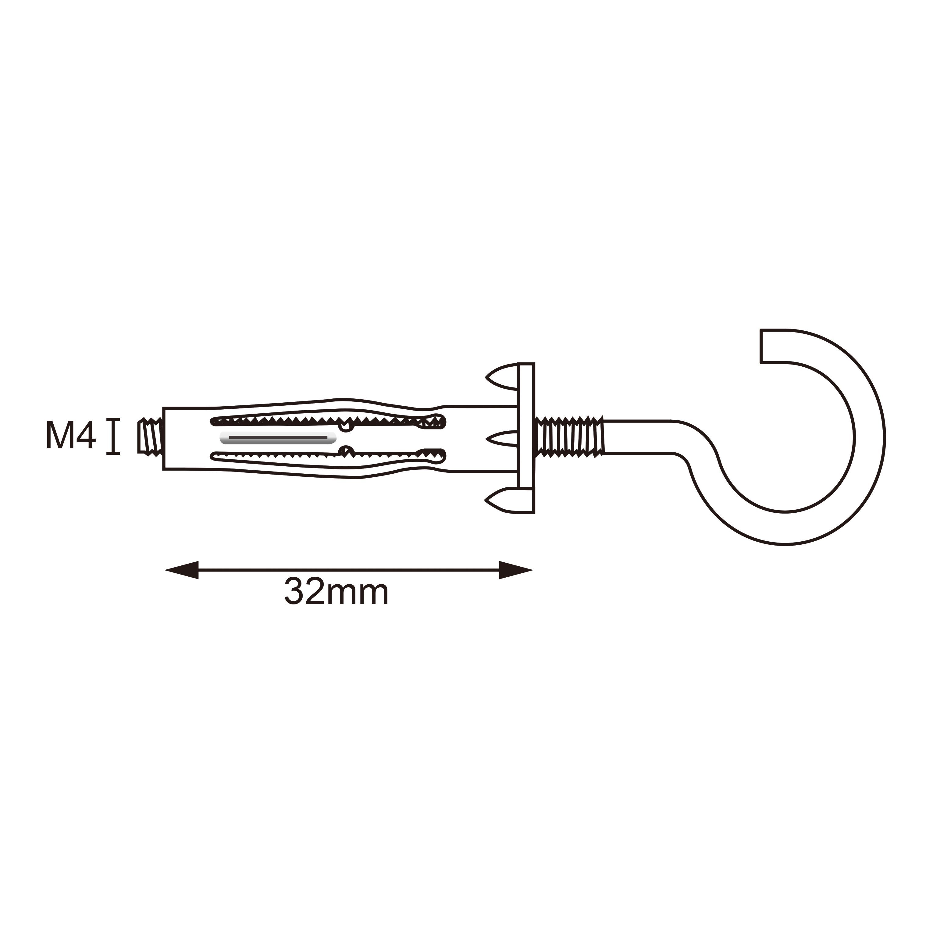 Diall Steel C-hook Hollow wall anchor M4 (L)32mm, Pack of 2