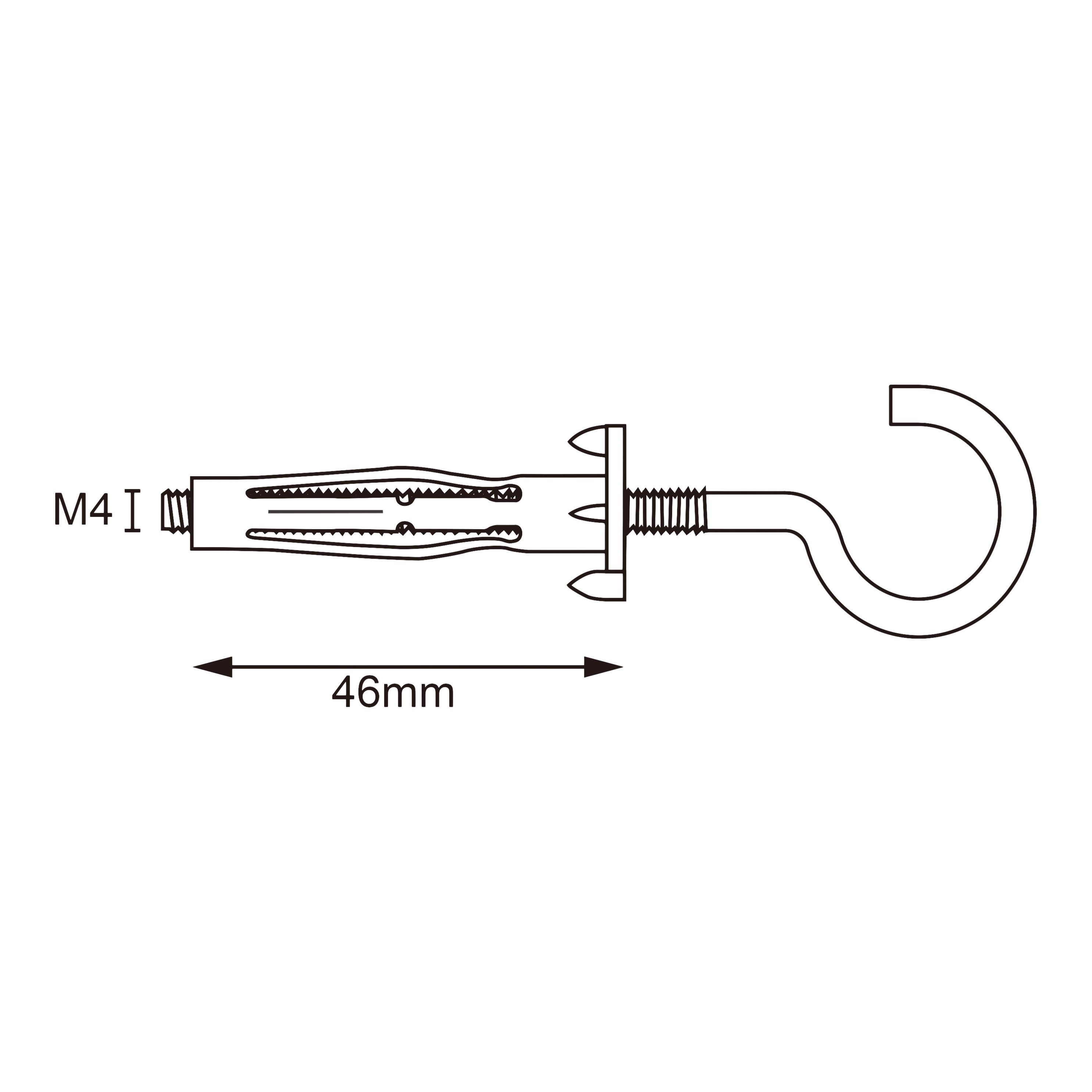 Diall Steel C-hook Hollow wall anchor M4 (L)46mm, Pack of 2