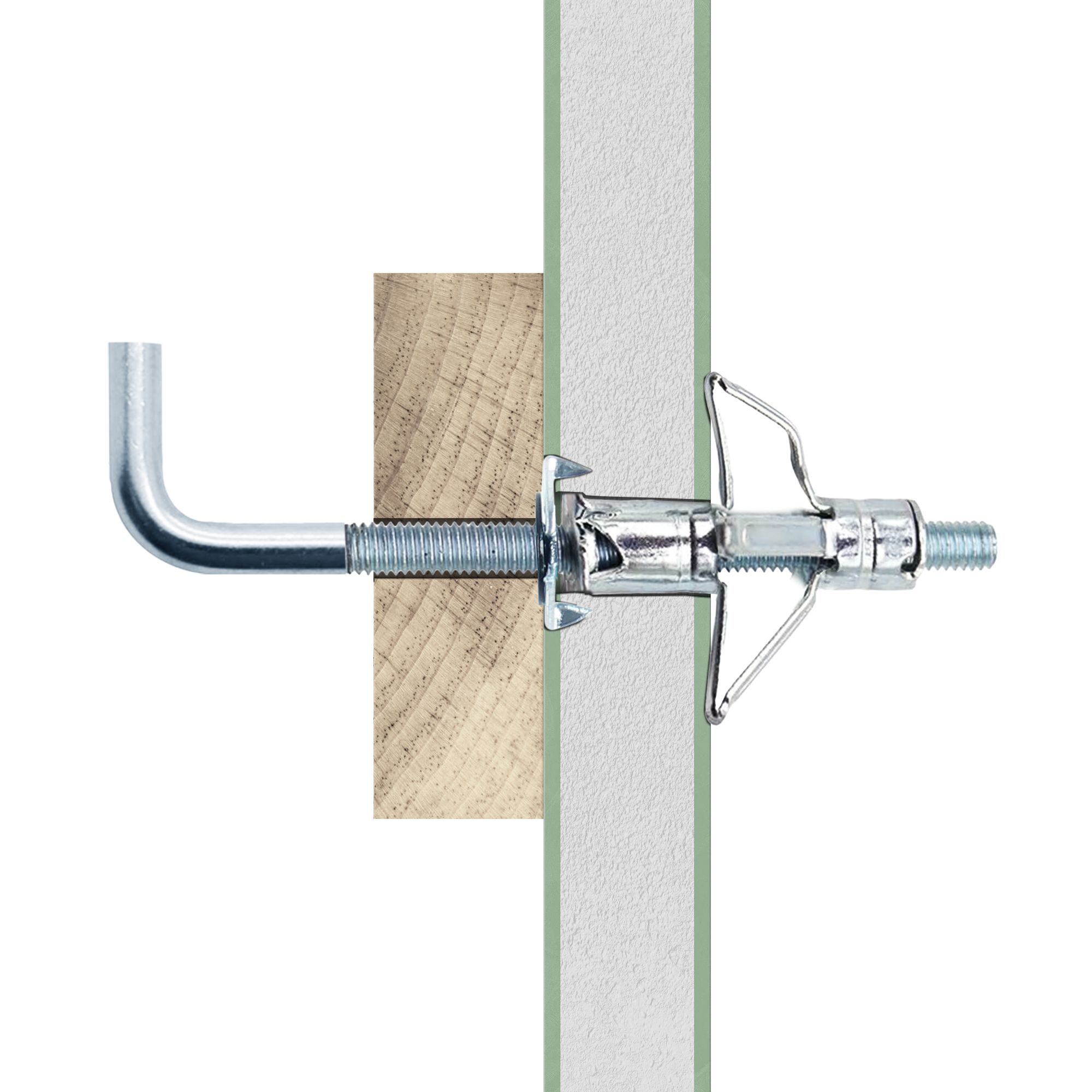 Diall Steel L-hook Hollow wall anchor M5 (L)52mm, Pack of 2