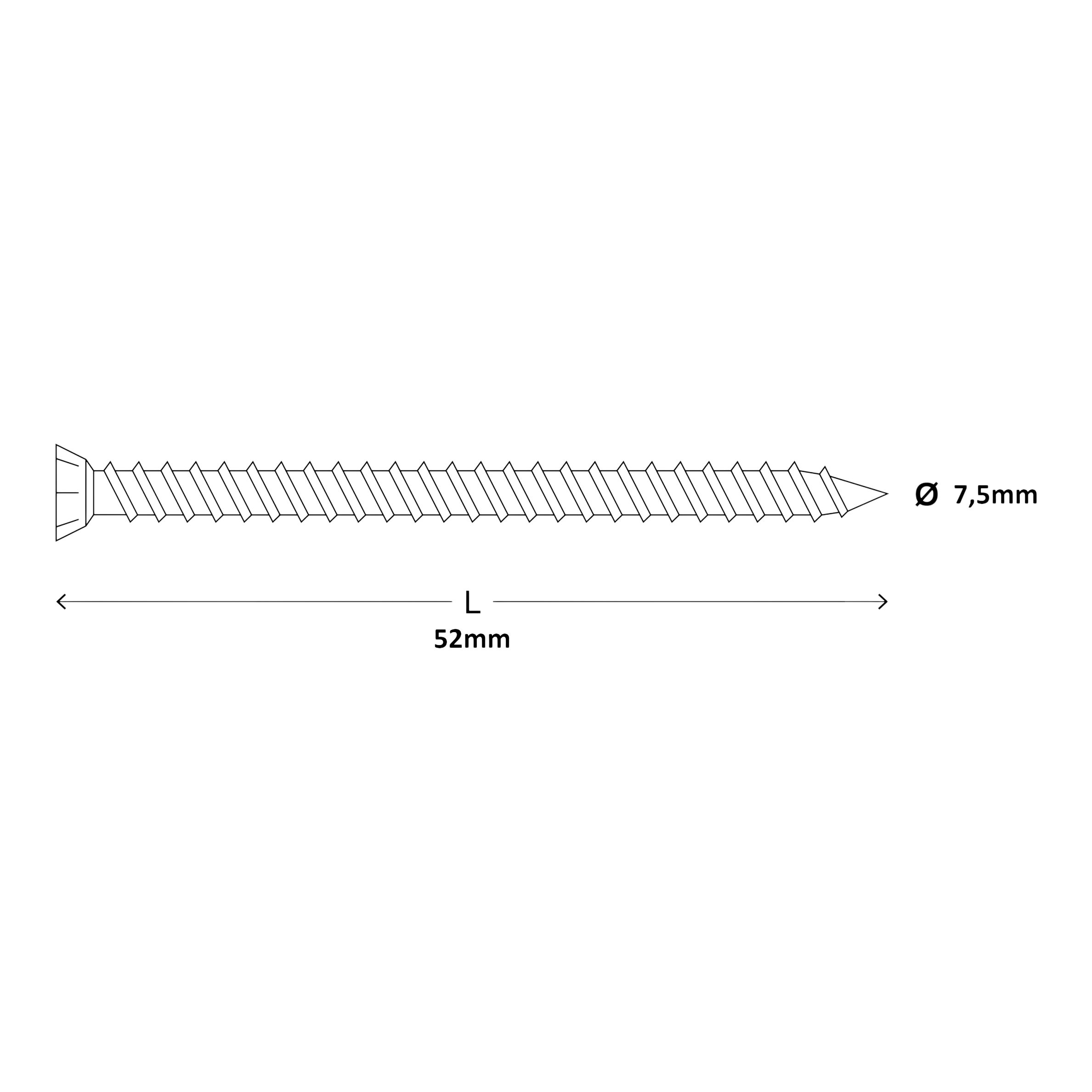 Diall T30 Pan head Steel Concrete screw (Dia)7.5mm (L)52mm, Pack of 20