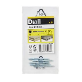 Diall Torx Yellow-passivated Carbon steel Dowel screw (Dia)4mm (L)40mm, Pack of 5