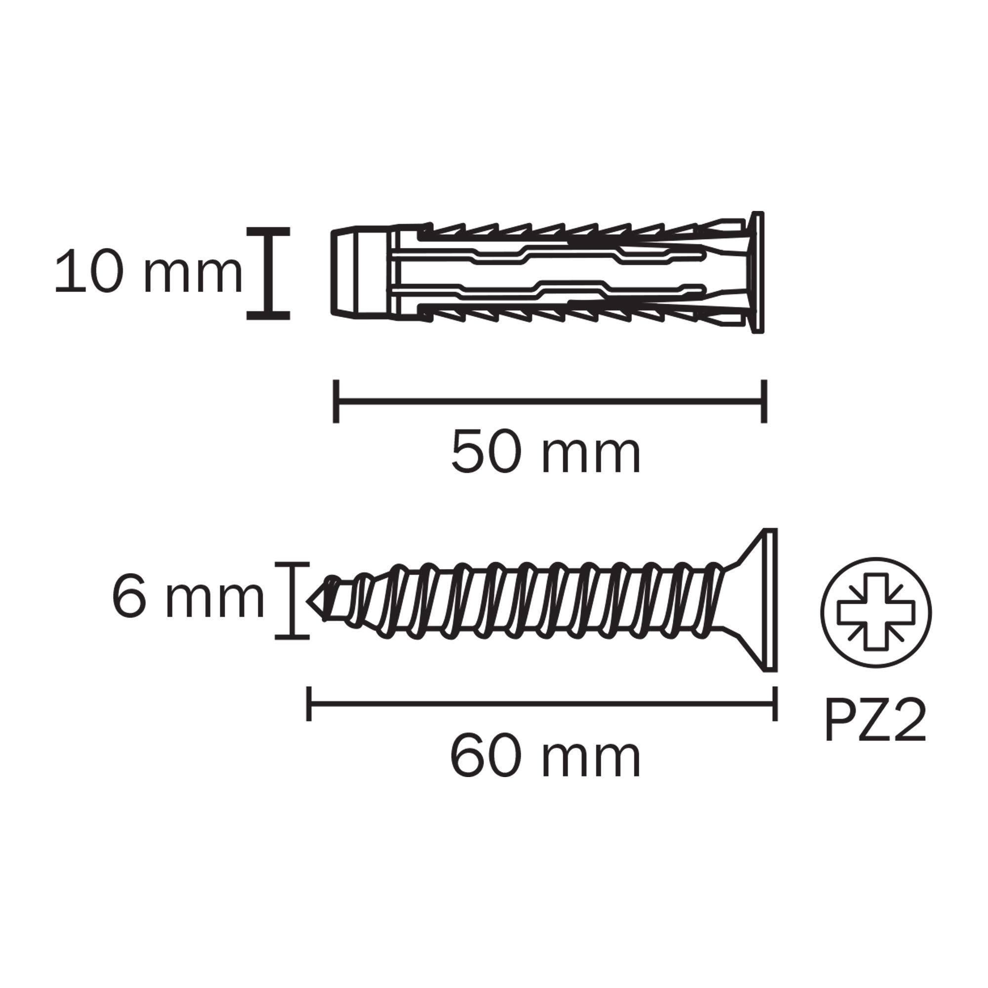Diall Universal Grey Multi-purpose screw & wall plug (Dia)10mm (L)50mm, Pack of 5