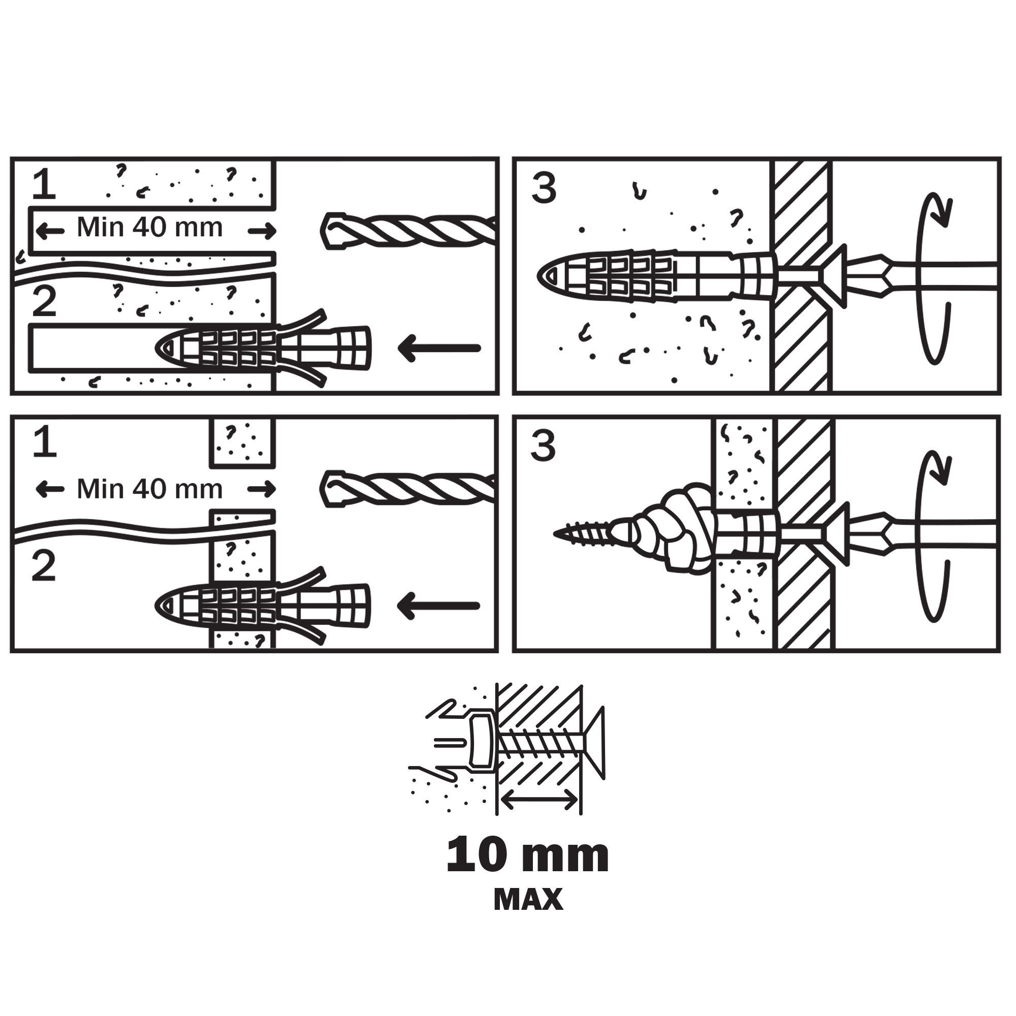 Diall Universal Grey Multi-purpose screw & wall plug (Dia)6mm (L)30mm, Pack of 10