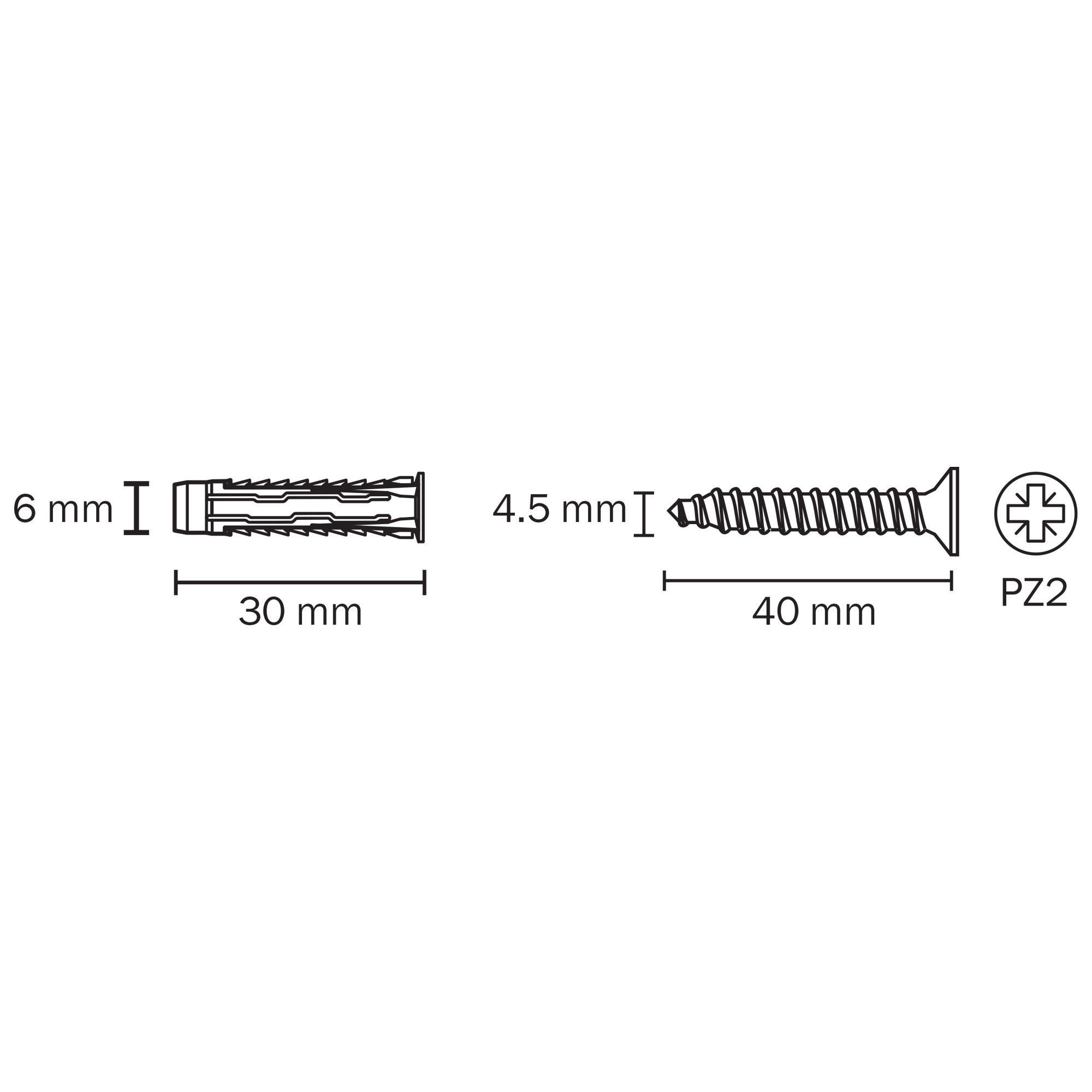 Diall Universal Grey Multi-purpose screw & wall plug (Dia)6mm (L)30mm, Pack of 50