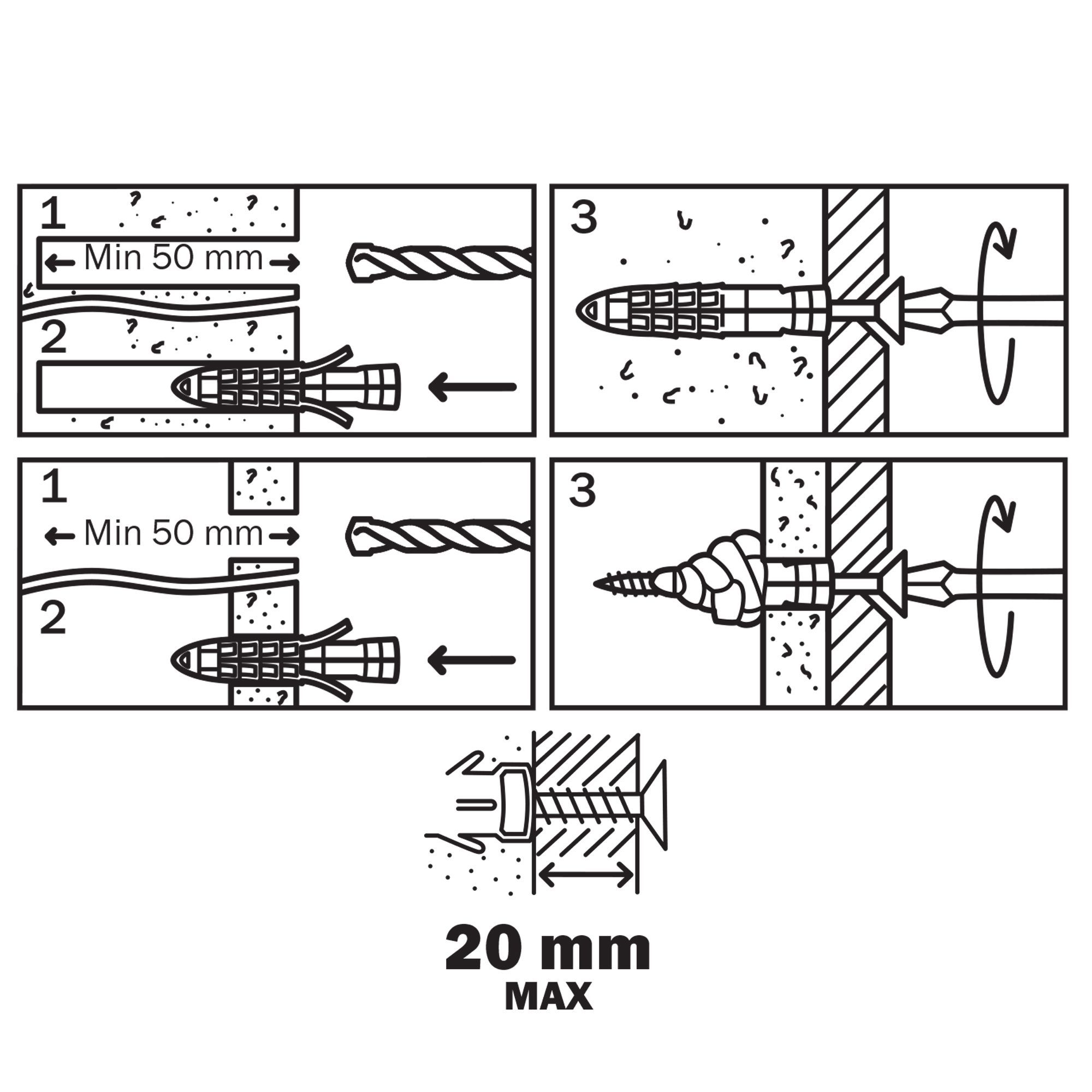 Drill bit size store for wall plug