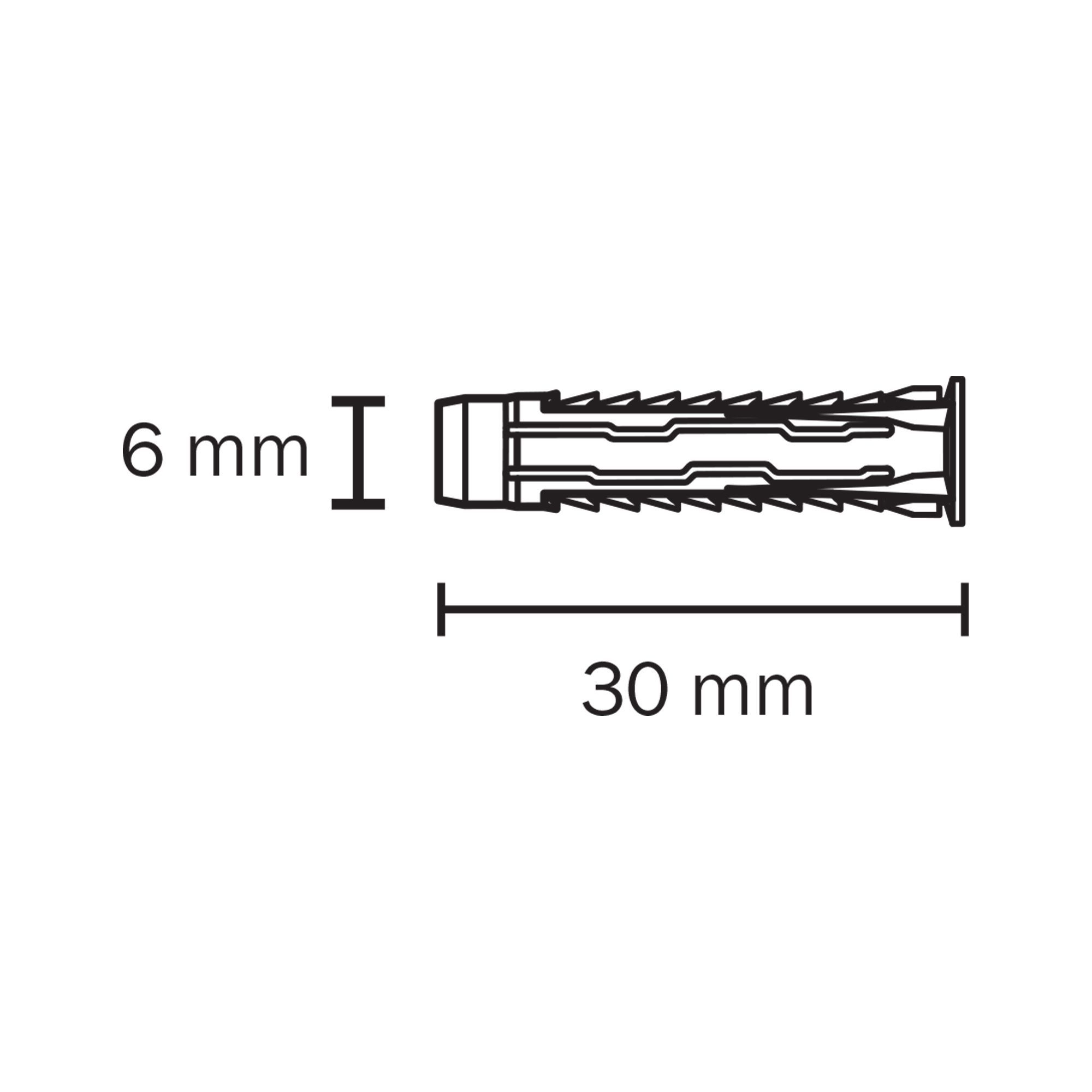 Diall Universal Grey Nylon Wall plug (L)30mm (Dia)6mm, Pack of 20