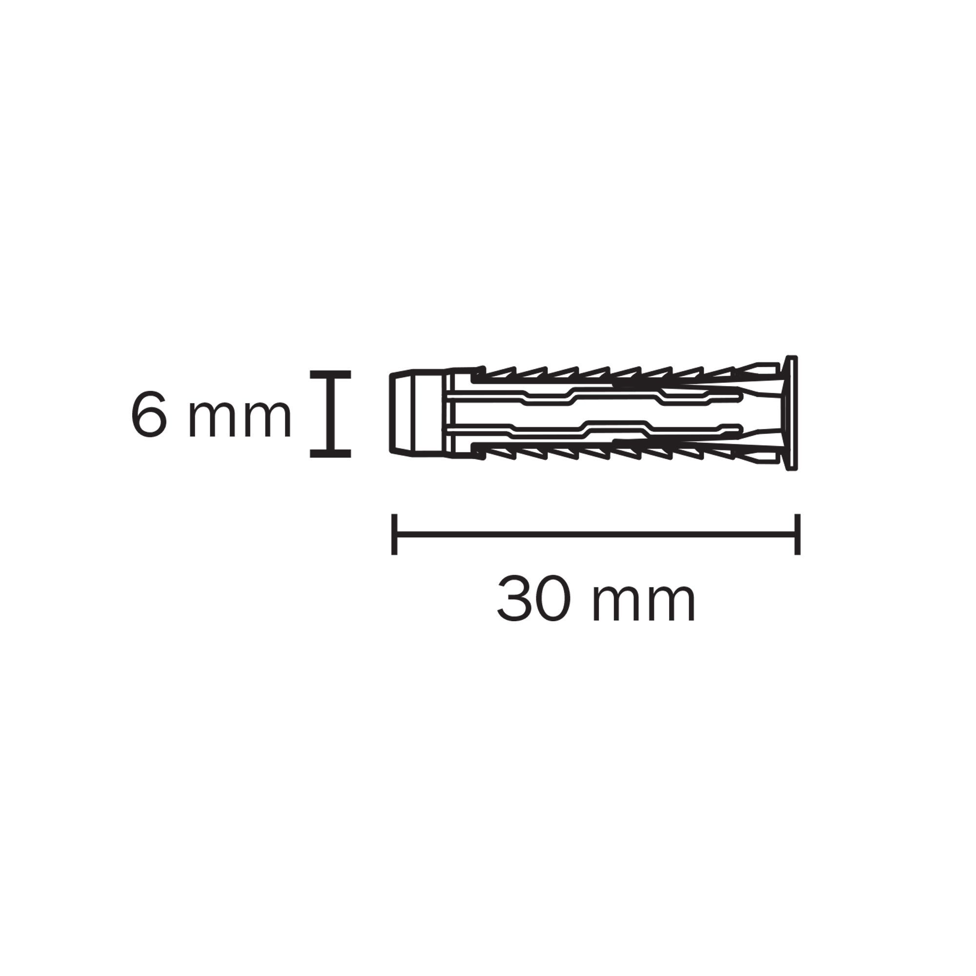 Diall Universal Grey Nylon Wall plug (L)30mm (Dia)6mm, Pack of 50