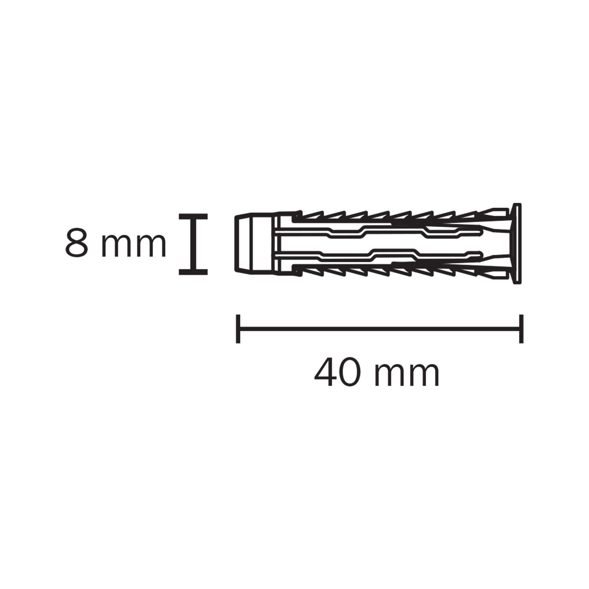 Diall Universal Grey Nylon Wall plug (L)40mm (Dia)8mm, Pack of 10