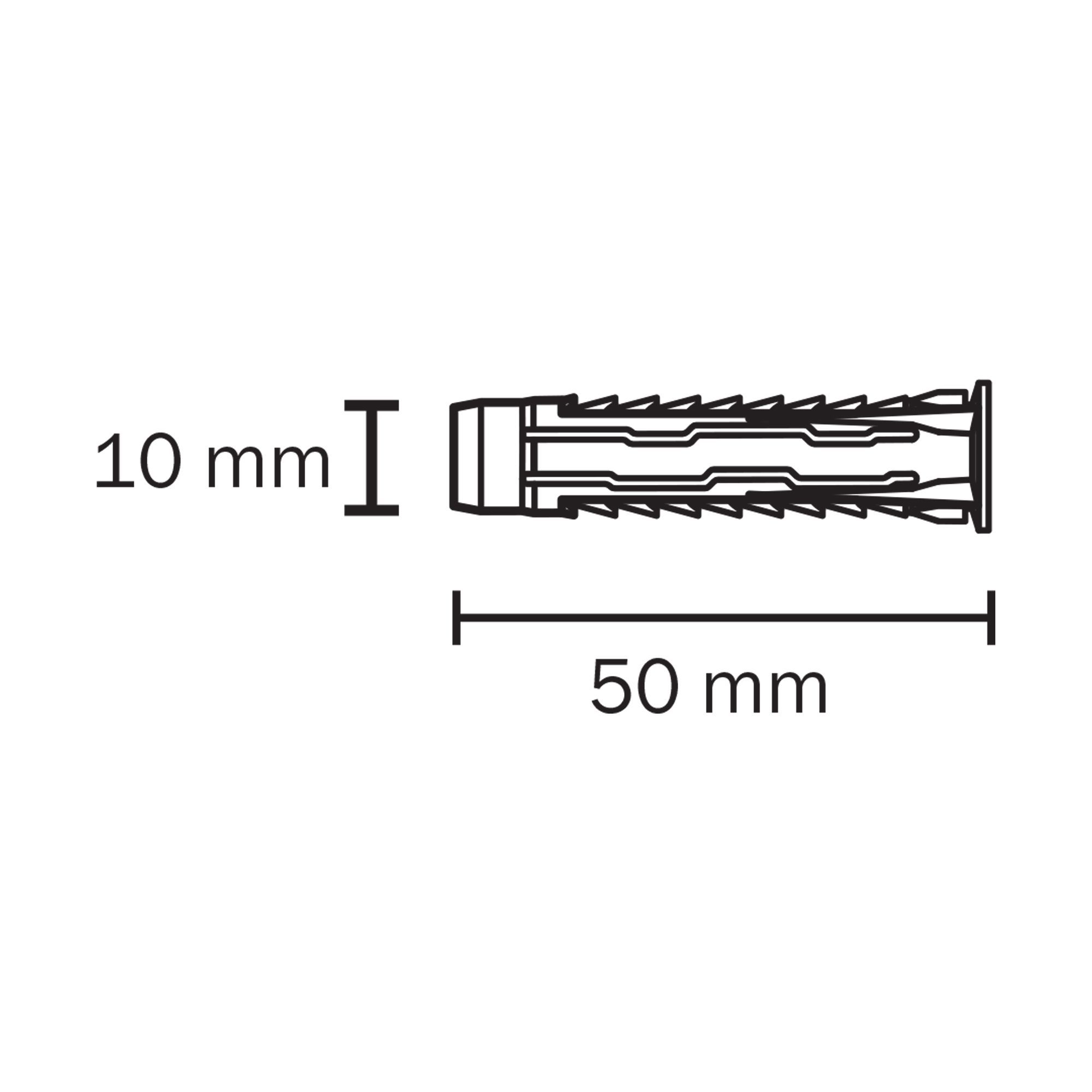 Diall Universal Grey Nylon Wall plug (L)50mm (Dia)10mm, Pack of 10