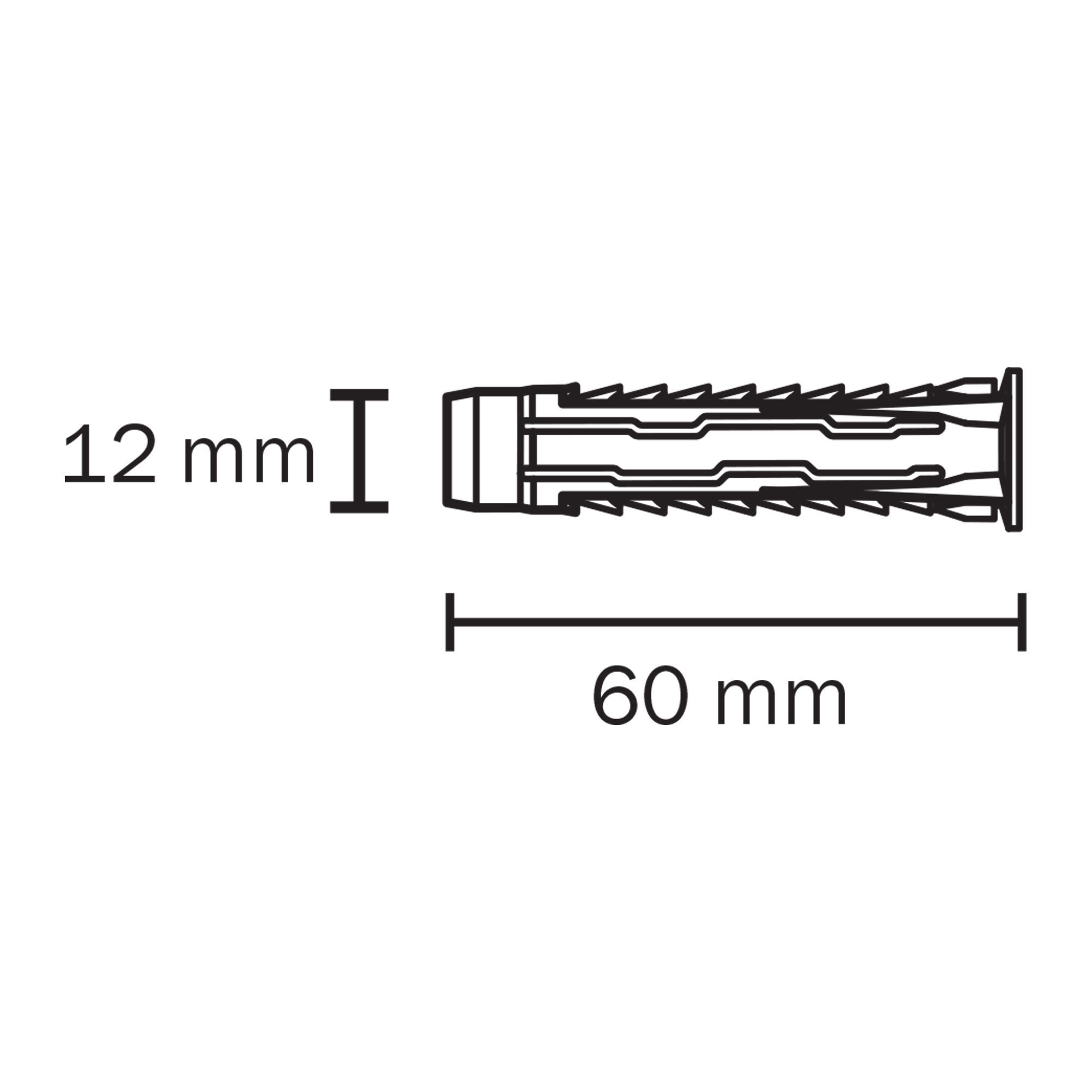 Diall Universal Grey Nylon Wall plug (L)60mm (Dia)12mm, Pack of 4