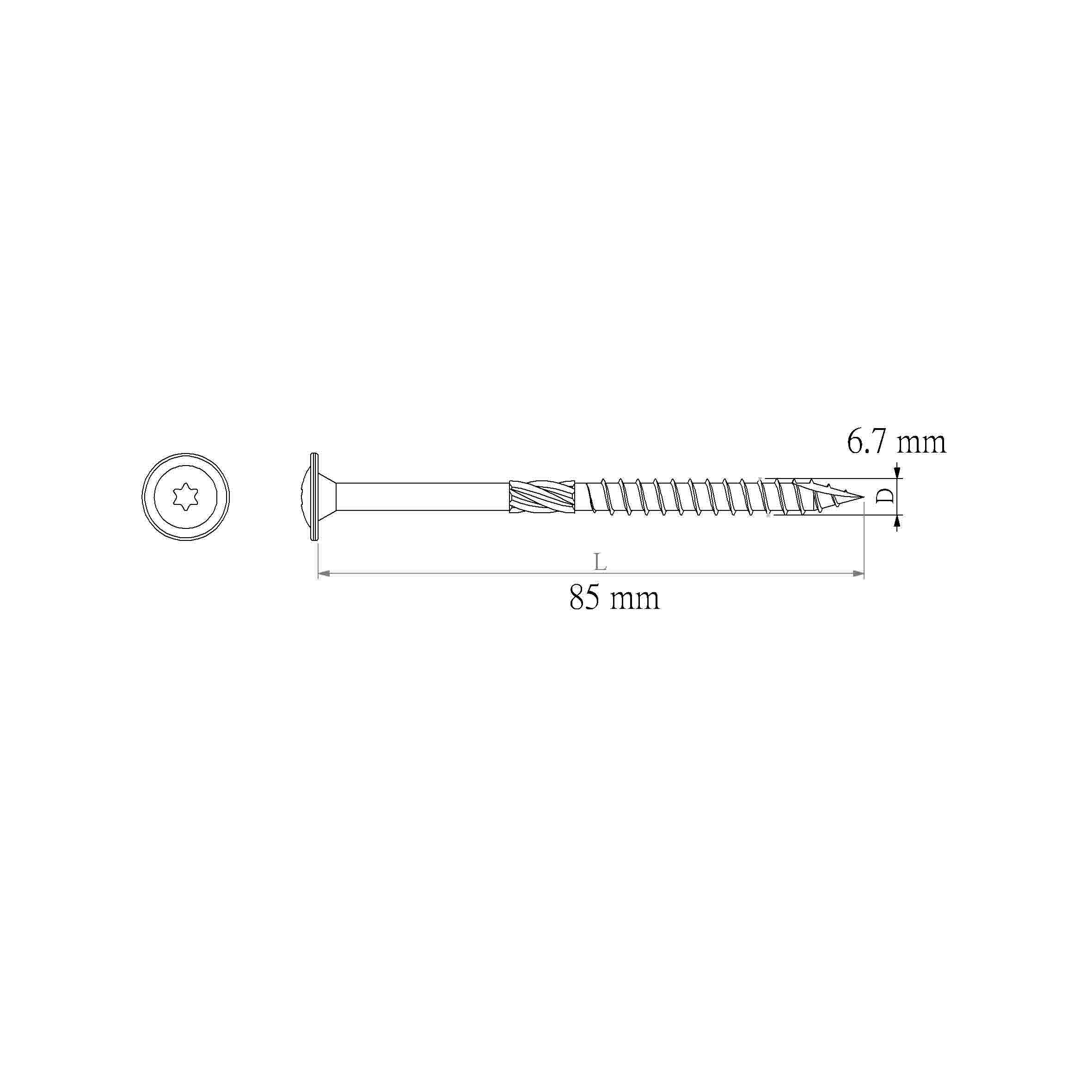 Diall Wafer Carbon steel Screw (Dia)6.7mm (L)85mm, Pack of 25