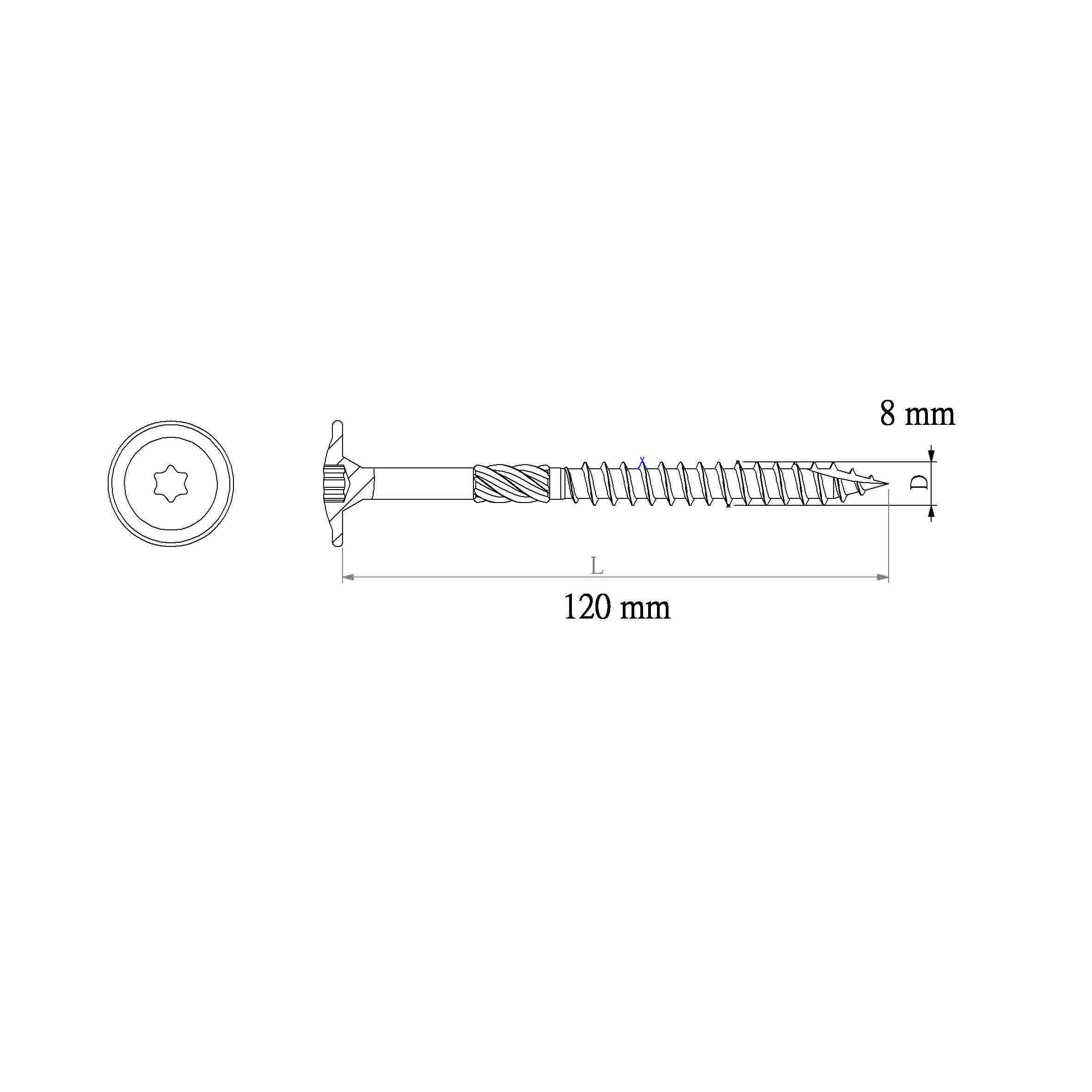 Diall Wafer Yellow-passivated Carbon steel Timber frame screw (Dia)8mm (L)120mm
