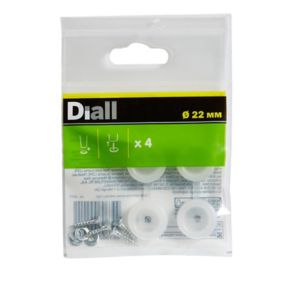 Diall White Low-density polyethylene (LDPE) & steel Nail-in glide (Dia)22mm, Pack of 4
