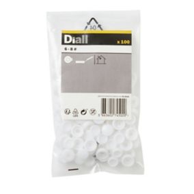 Diall White Plastic Decorative Snap cap (Dia)8mm, Pack of 100