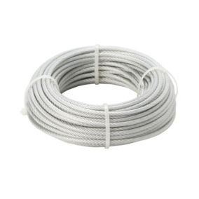 Diall White PVC & steel Cable, (L)20m (Dia)4mm