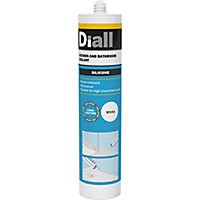 Diall White Silicone-based Bathroom & kitchen Sanitary sealant, 300ml