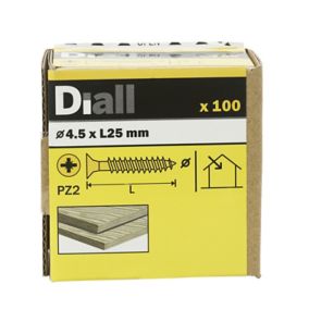 Diall Yellow-passivated Carbon steel Screw (Dia)4.5mm (L)25mm, Pack of 100