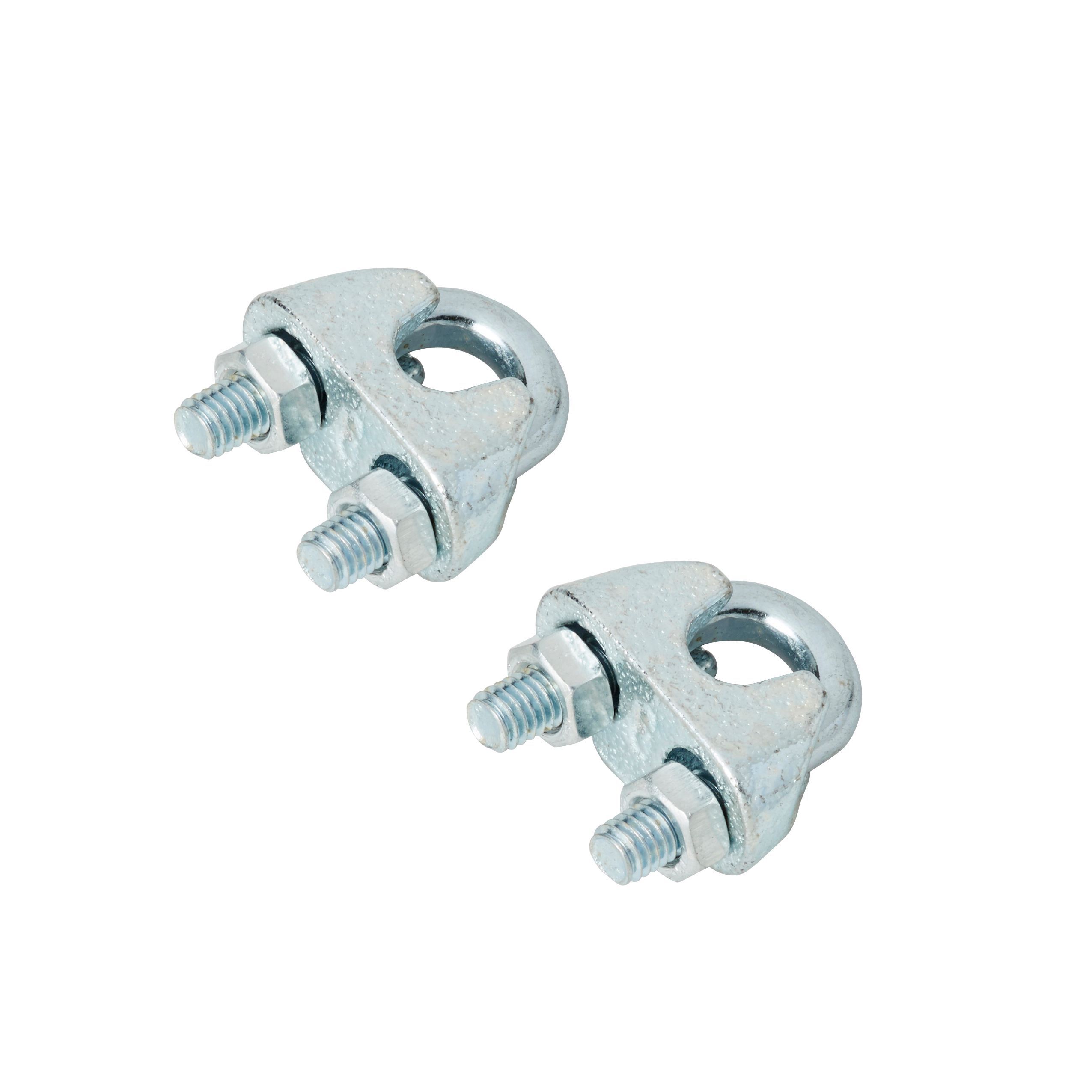 Diall Zinc-plated Steel Wire rope clamp (L)90mm, Pack of 2