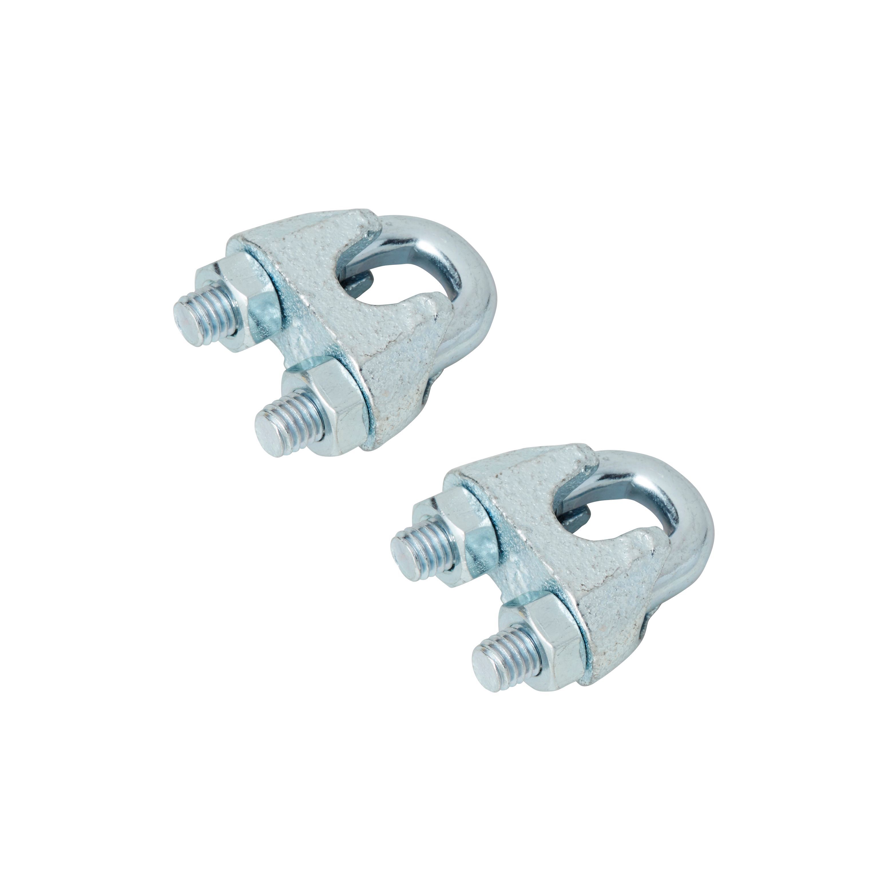 Diall Zinc-plated Steel Wire rope clamp (L)90mm, Pack of 2