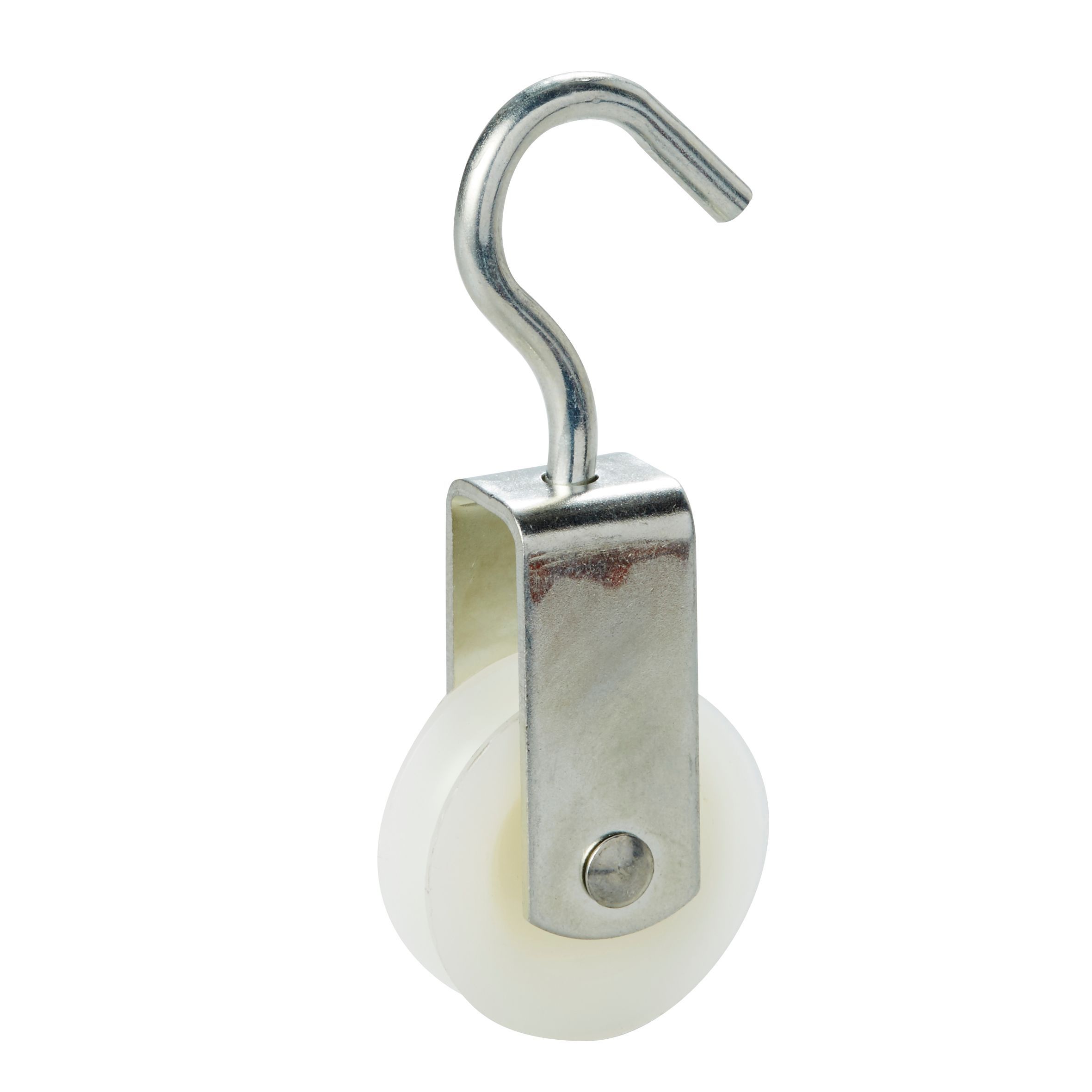 Diall Zinc-plated White 1 wheel Pulley, (Dia)40mm