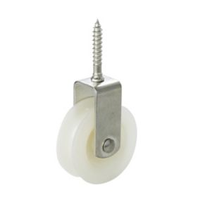 Diall Zinc-plated White 1 wheel Pulley, (Dia)50mm