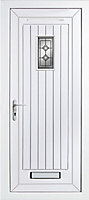 Diamond bevel Frosted Glazed Cottage White Right-hand External Front Door set, (H)2055mm (W)840mm