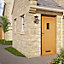 Diamond bevel Glazed Cottage White oak veneer LH & RH External Front Door set & letter plate, (H)2074mm (W)856mm