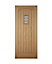 Diamond bevel Glazed Cottage White oak veneer LH & RH External Front Door set & letter plate, (H)2074mm (W)932mm