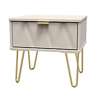 Diamond Cashmere 1 Drawer Bedside table (H)410mm (W)450mm (D)395mm