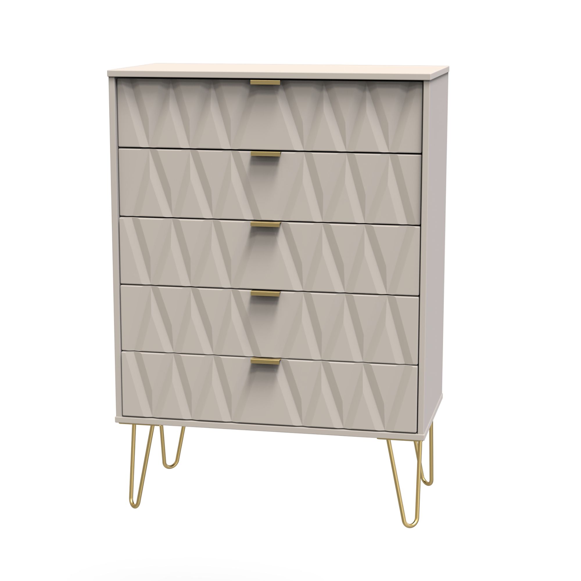 Diamond Cashmere 5 Drawer Chest of drawers (H)1075mm (W)765mm (D)415mm ...