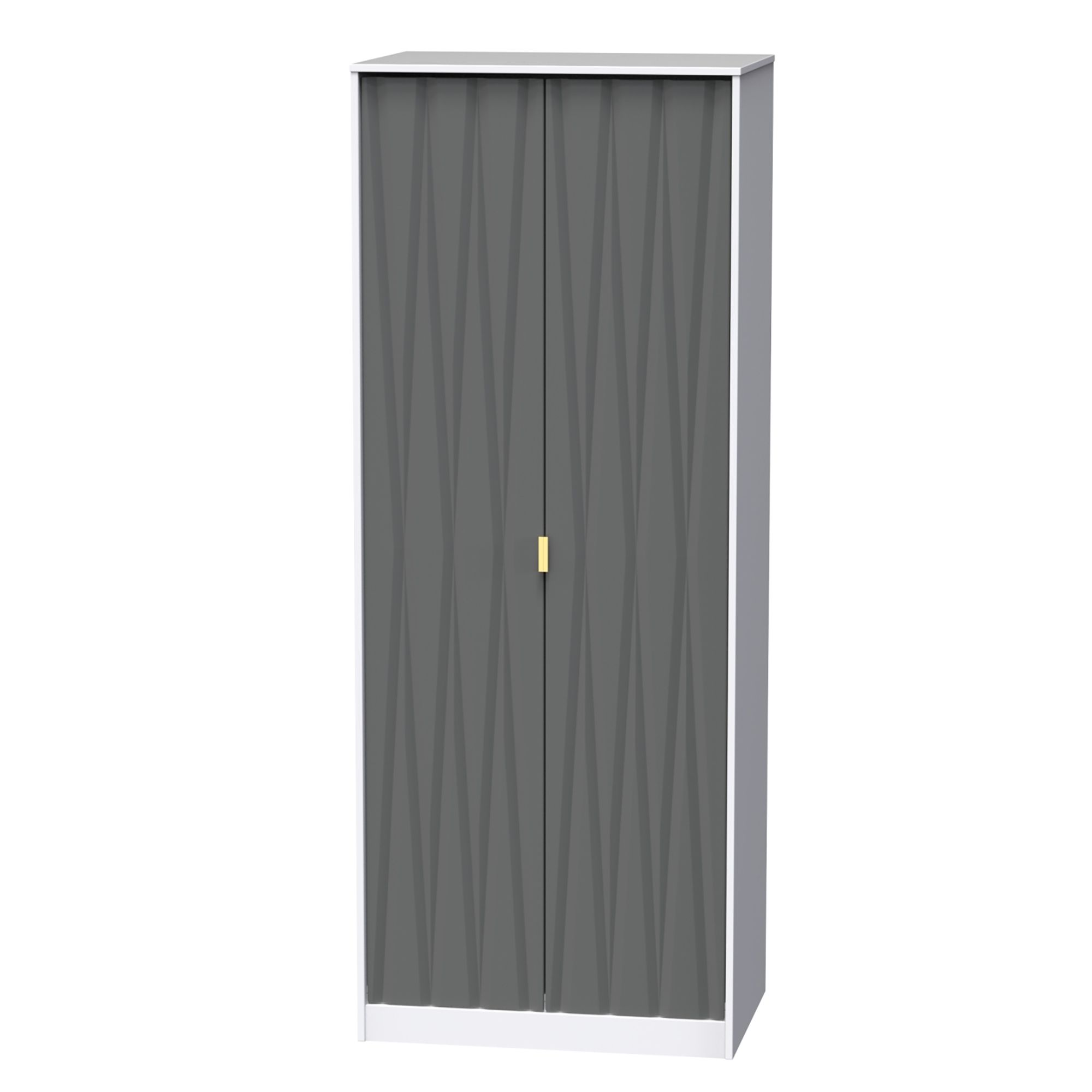 Diamond Contemporary Grey & white Double Wardrobe (H)1970mm (W)740mm (D)530mm