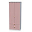 Diamond Contemporary Pink & white 2 Drawer Double Wardrobe (H)1970mm (W)740mm (D)530mm