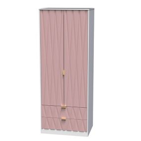 Diamond Contemporary Pink & white 2 Drawer Double Wardrobe (H)1970mm (W)740mm (D)530mm