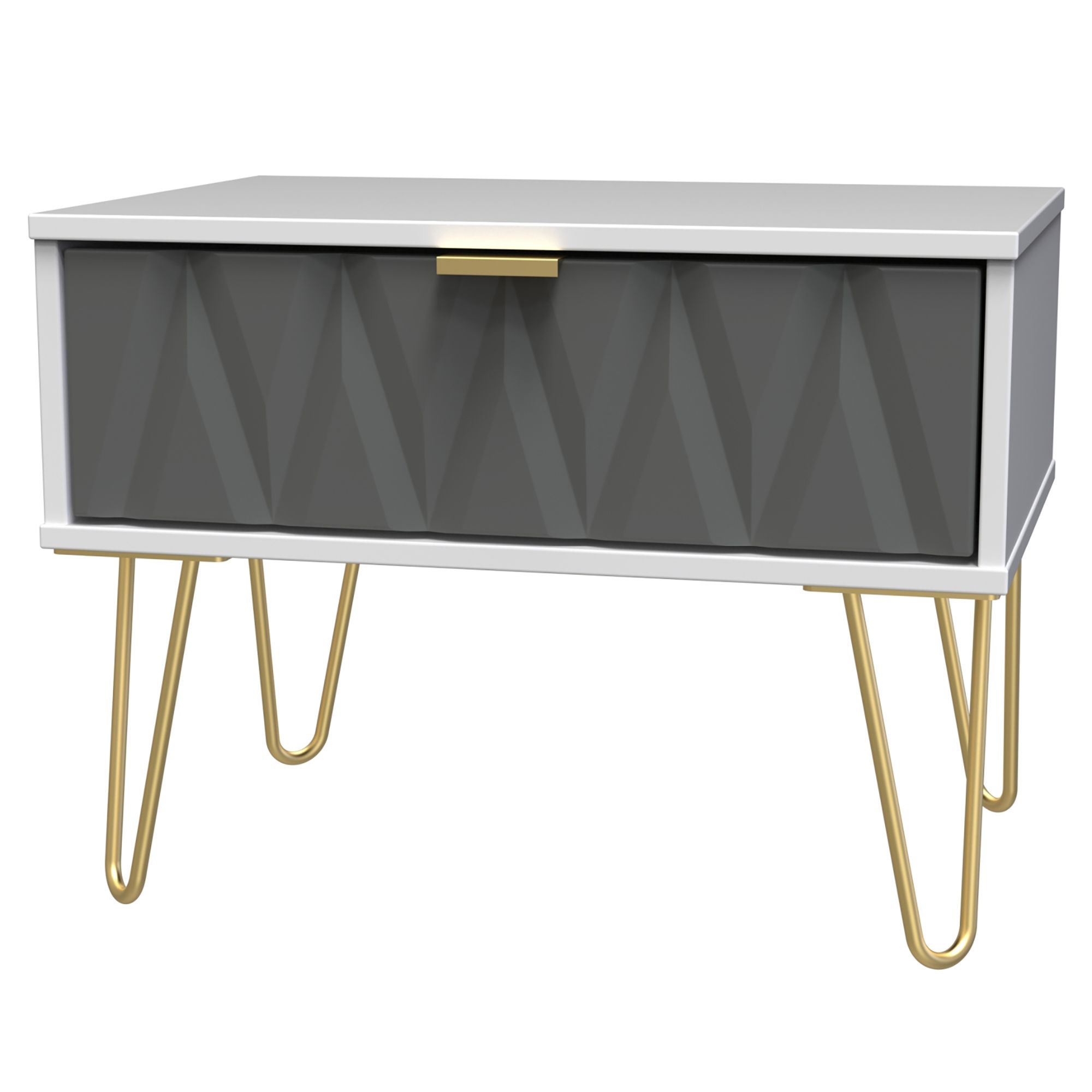 Diamond Grey & white 1 Drawer Side table (H)410mm (W)395mm